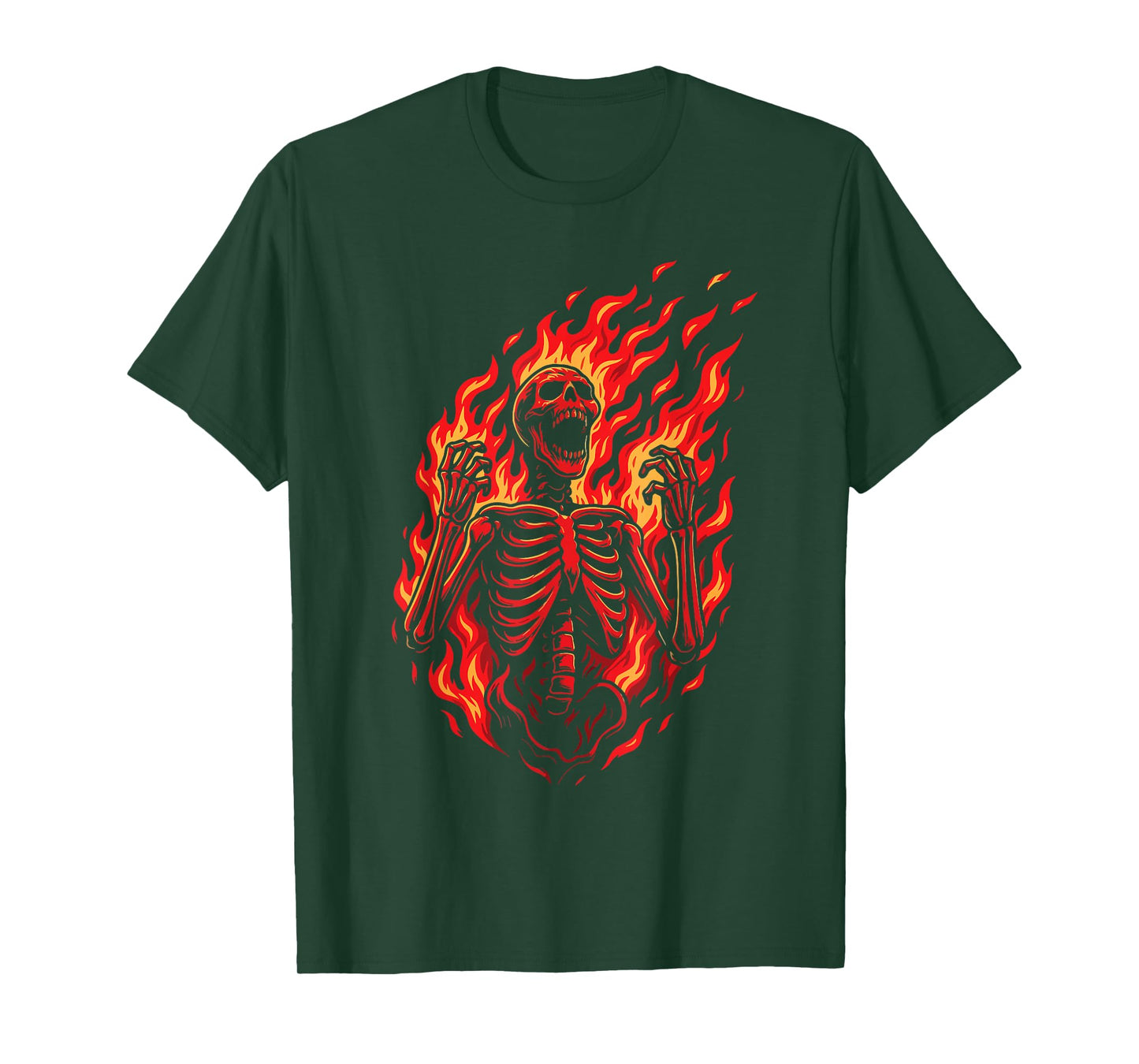Burning Skeleton Dark Art Grunge Horror Aesthetic T-Shirt