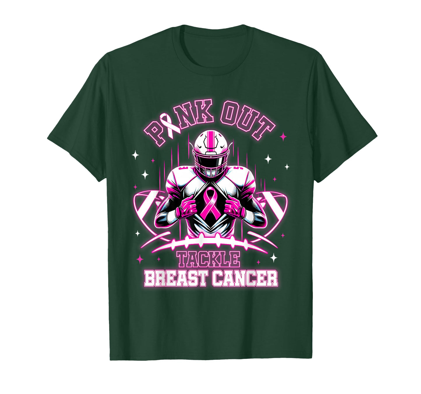Pink Out Tackle Breast Cancer Awareness Football Player T-Shirt