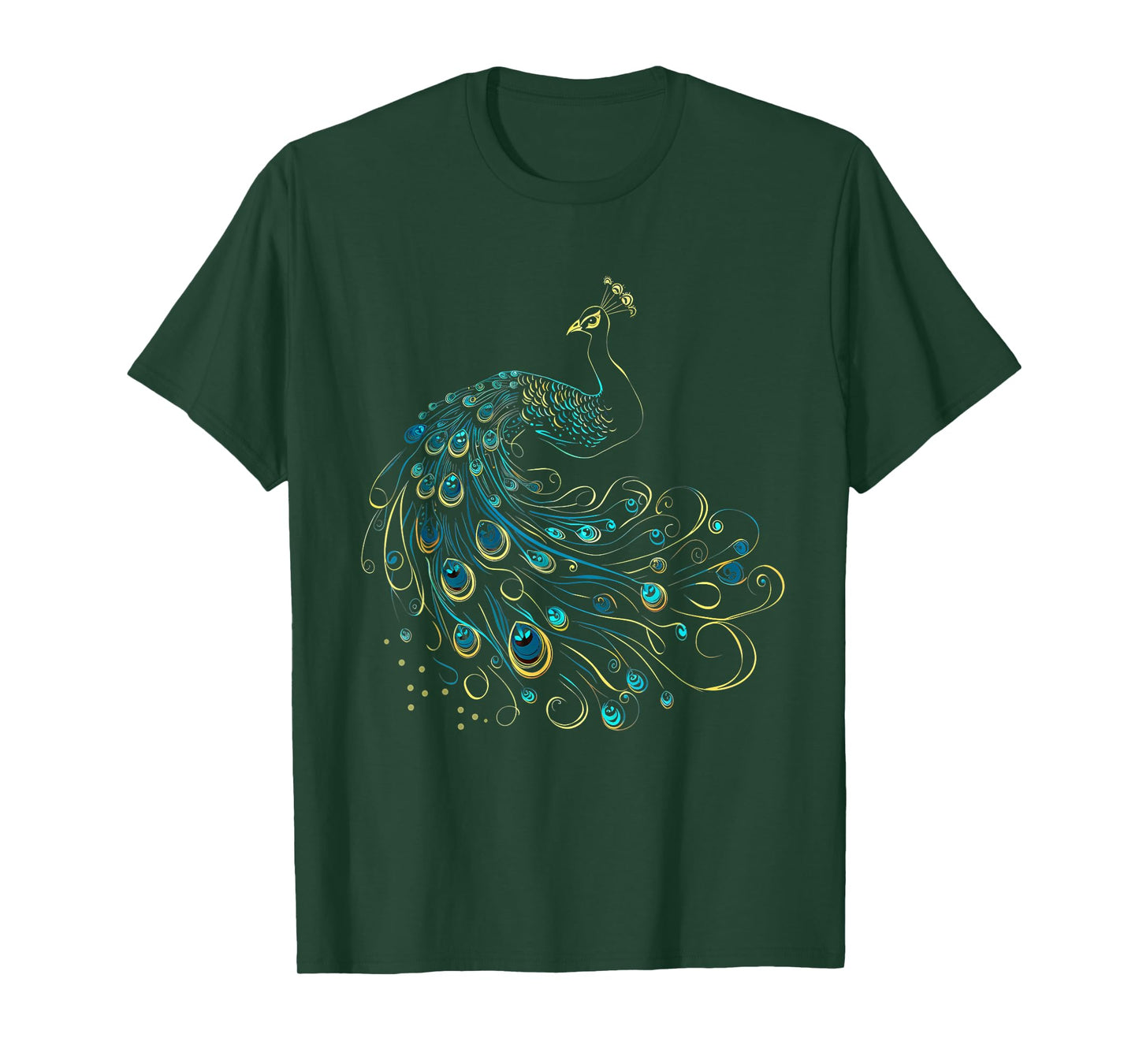 Feather Peacock Lover Artwork Animal Art Teal Peacock Bird T-Shirt