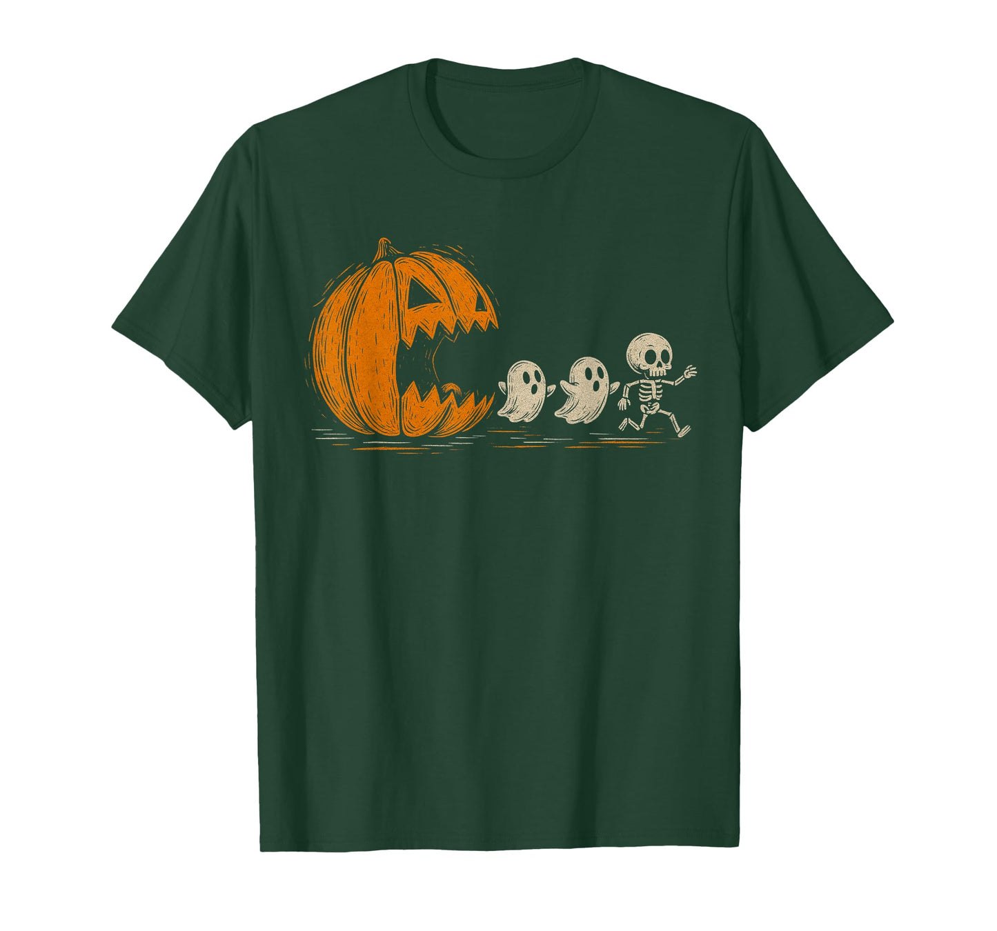 Gamer Gaming Pumpkin Eating Ghost Skeleton Halloween Costume T-Shirt