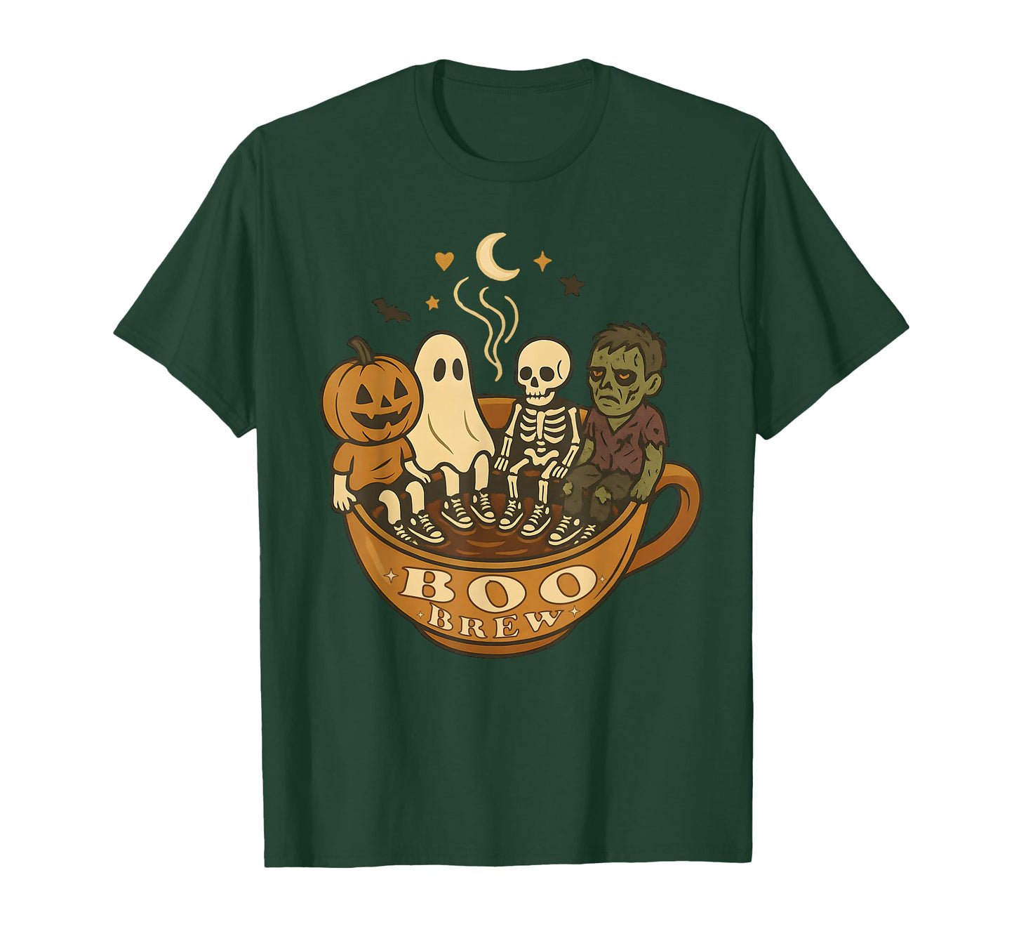 Boo Brew Halloween Barista Coffee Ghost Zombie Skeleton Cute T-Shirt