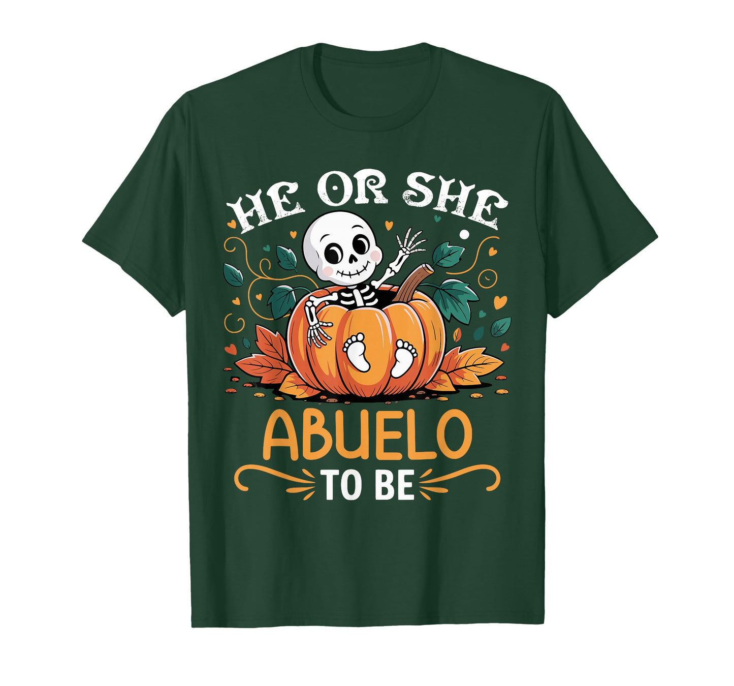 He Or She Abuelo to Be Halloween Skeleton Baby Reveal T-Shirt