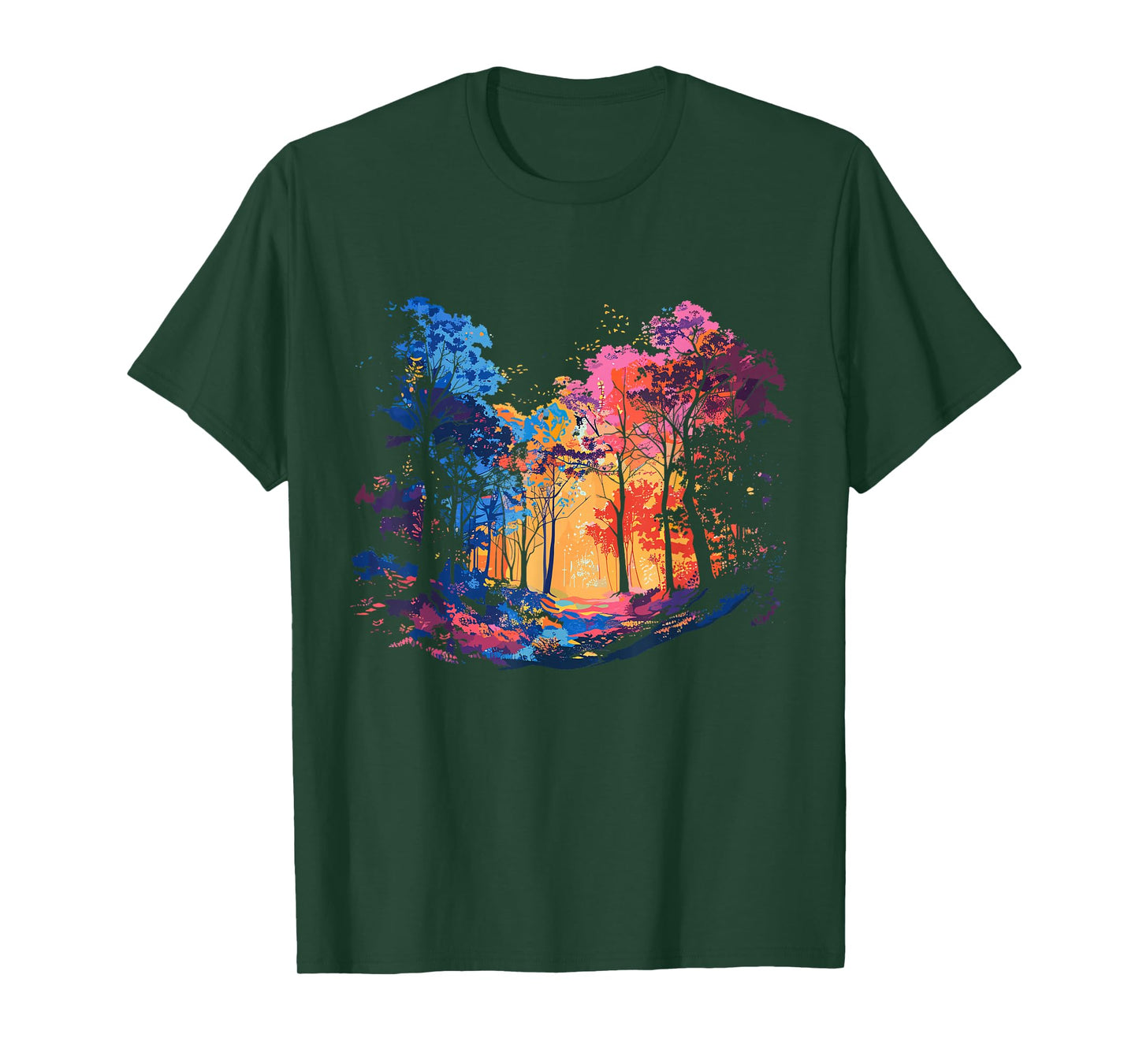 Colorful Forest, Tree Art, Natur Lover, Hiking, Men, Women, T-Shirt