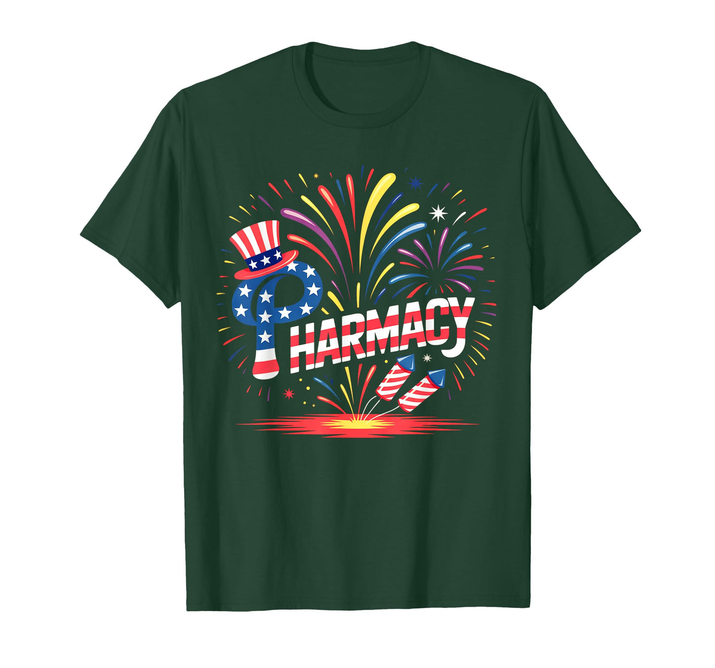 Patriotic Pharmacy Fireworks USA 4th of July for Pharmacists T-Shirt