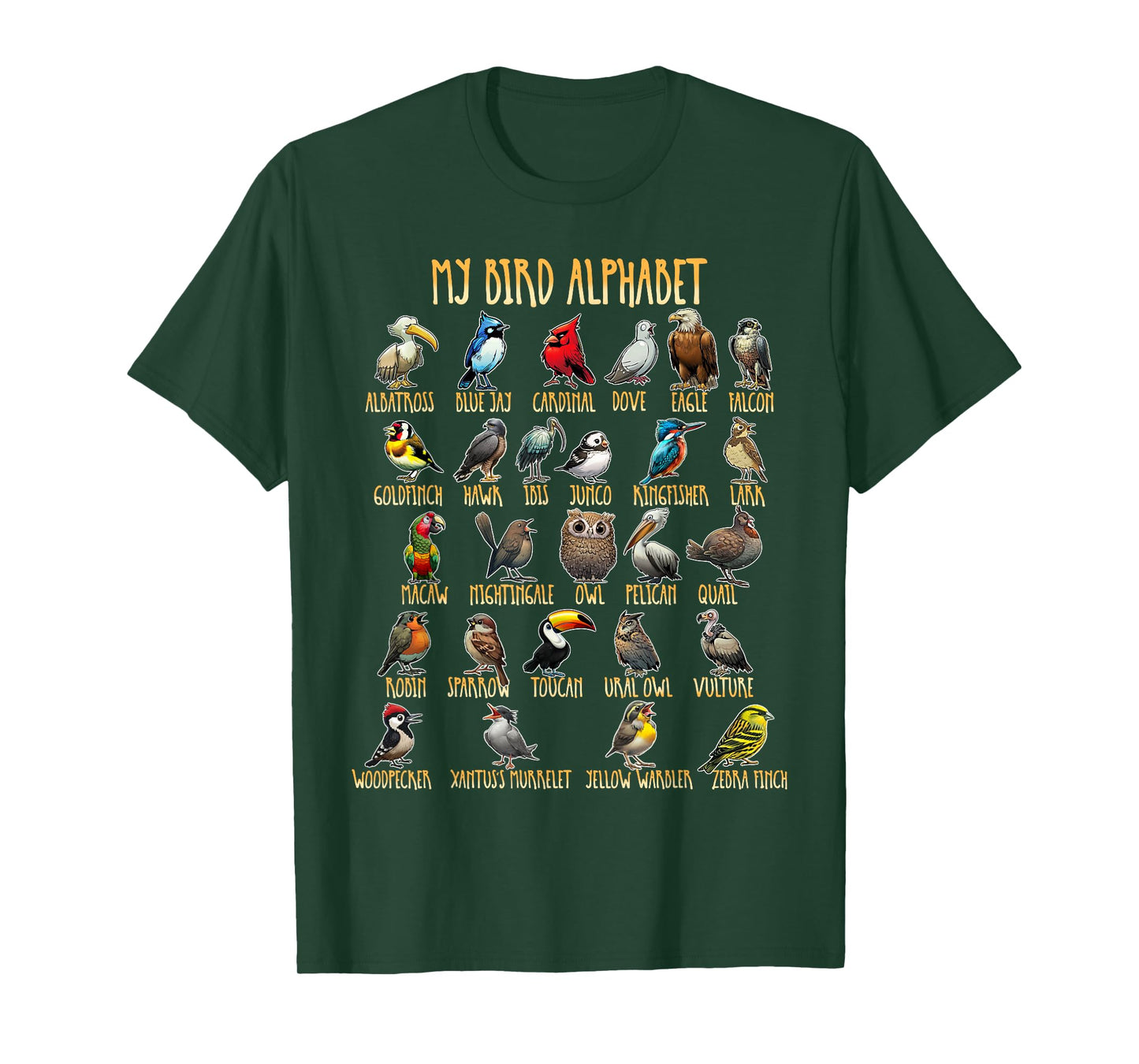 My Bird Alphabet - Bird Species for Children, Men, Women T-Shirt