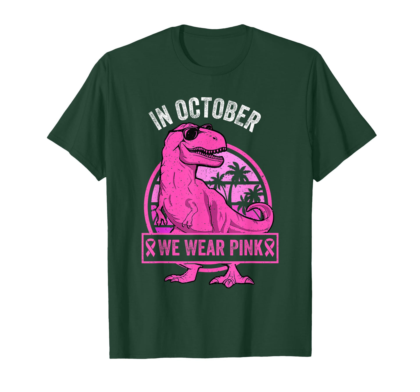 In October We Wear Pink Breast Cancer Trex Dino Toddler Boys T-Shirt
