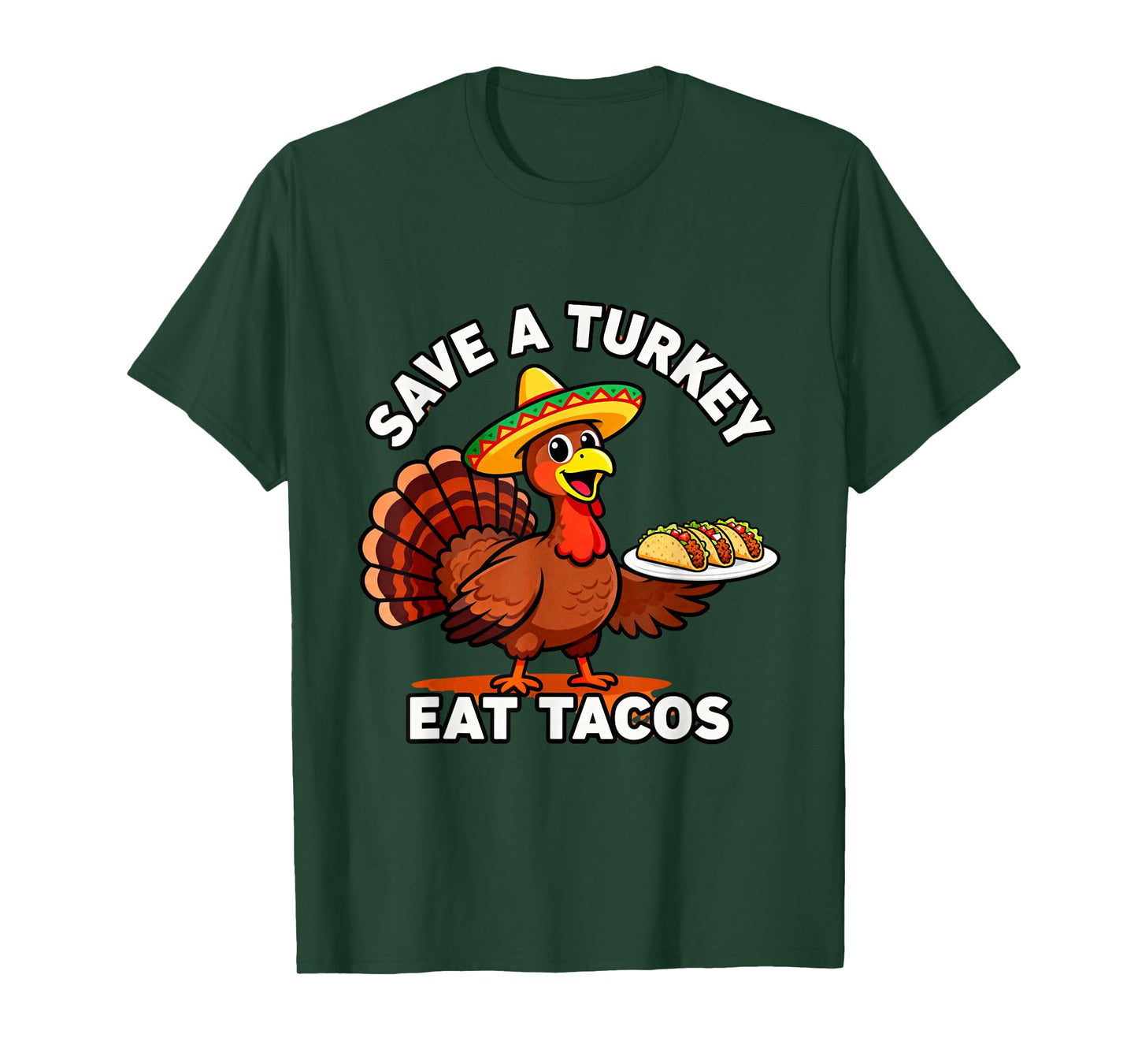 Thanksgiving Turkey in Sombrero with Tacos Funny Holiday Des T-Shirt