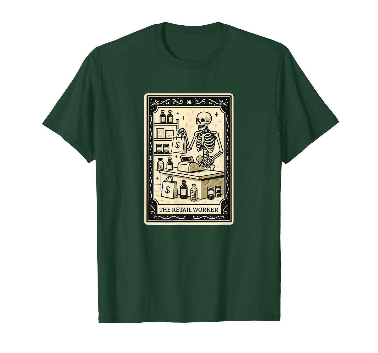 The Retail Worker Tarot Card Halloween Spooky Gothic Cashier T-Shirt