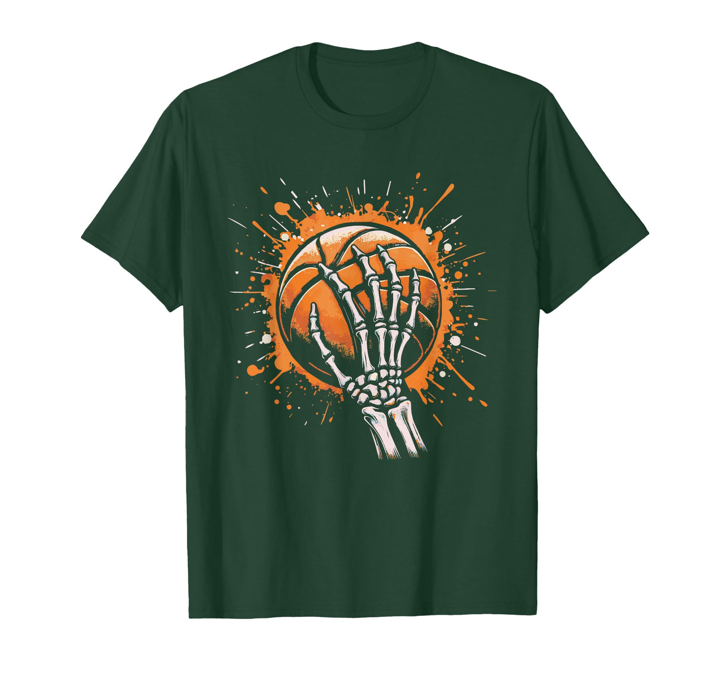 Skeleton Hand Holding Basketball Art T-Shirt