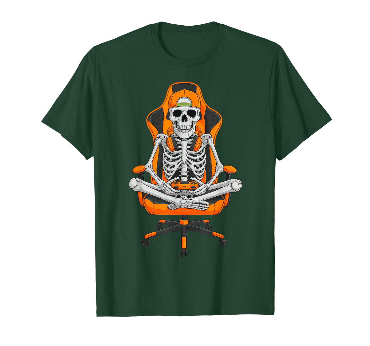 Halloween Skeleton Gamer Video Gaming Boys Men Kids Youth T-Shirt