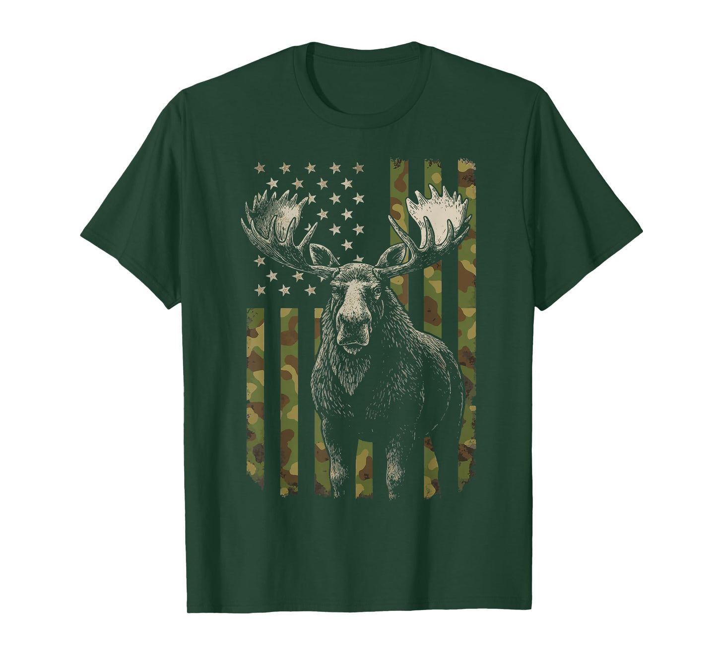 Moose USA Flag Alaska Wildlife T-Shirt