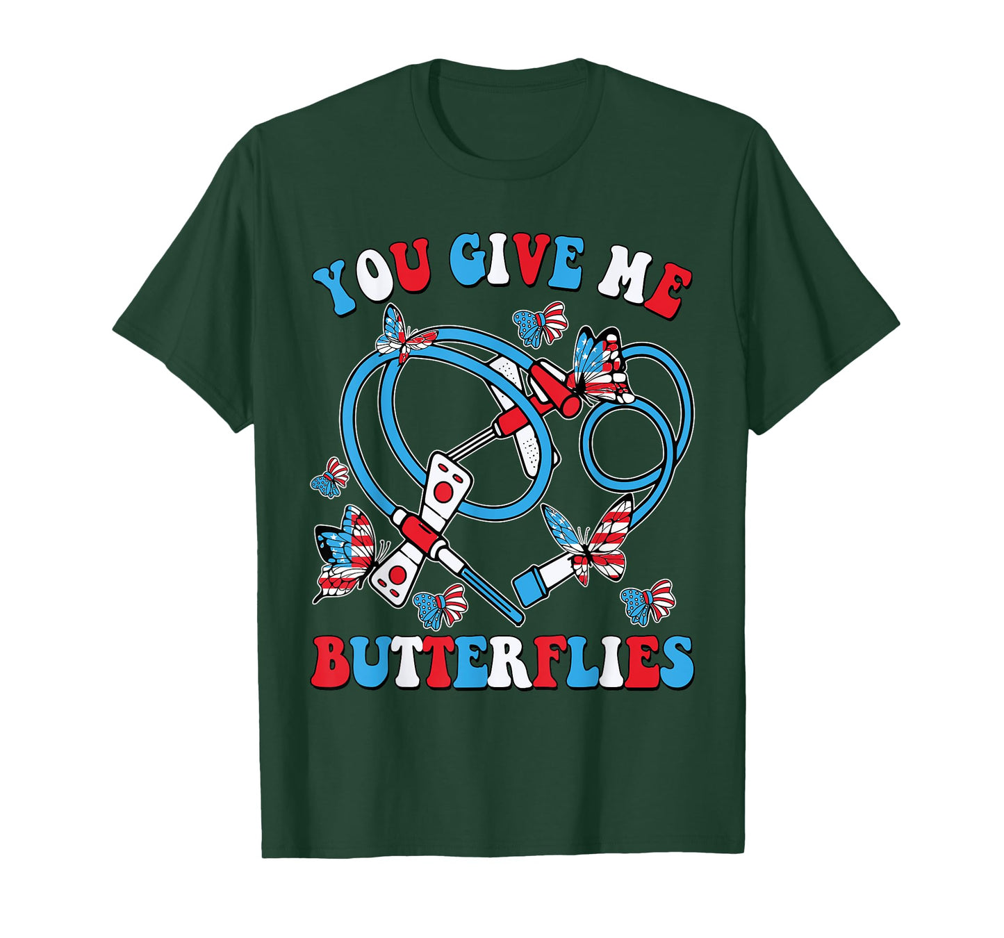 Give Me Butterflies Phlebotomist 4th Of July Phlebotomy Tech T-Shirt