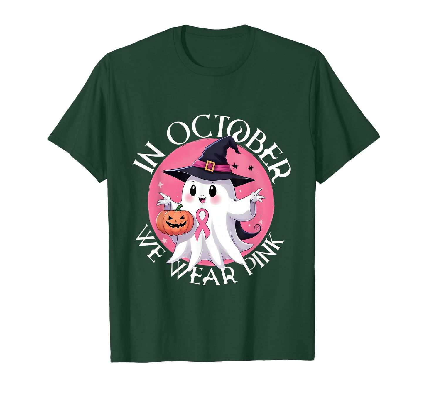 In October We Wear Pink Breast Cancer Halloween T-Shirt