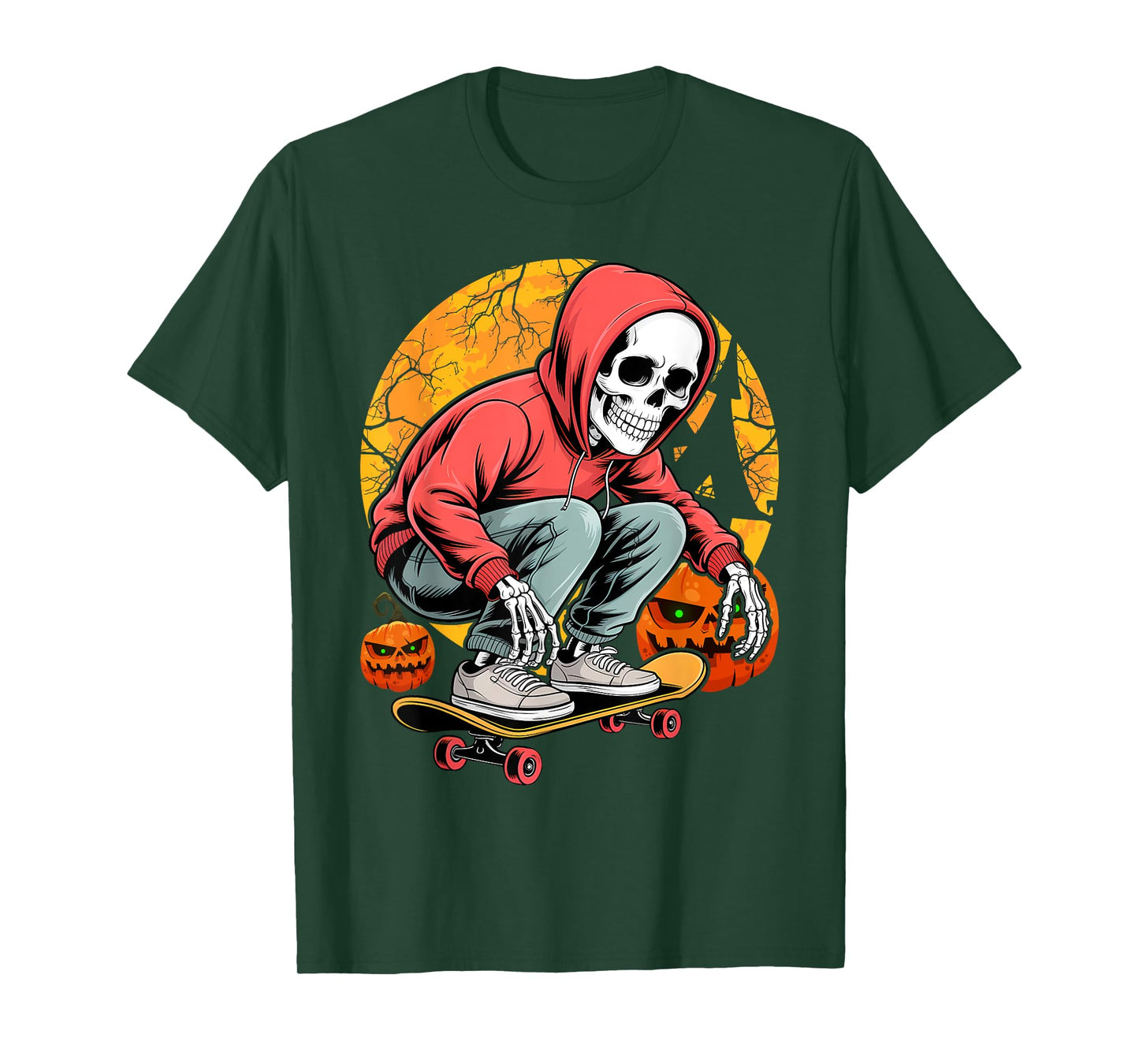 Halloween Skeleton Skateboarding Pink Skateboarder Skater T-Shirt