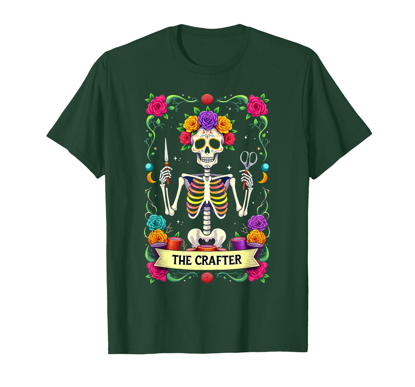 Gothic Tarot Card The Crafter Skeleton T-Shirt