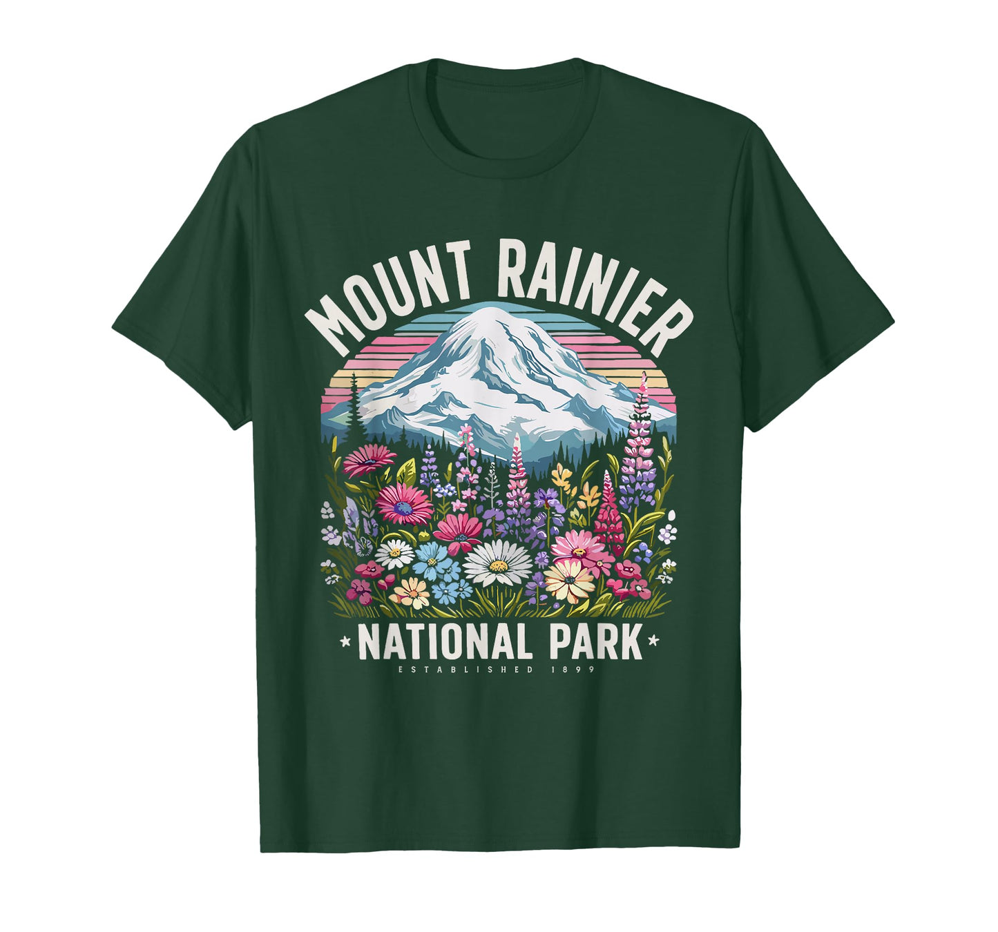 Floral Mount Rainier Washington Nature Lover Gift T-Shirt
