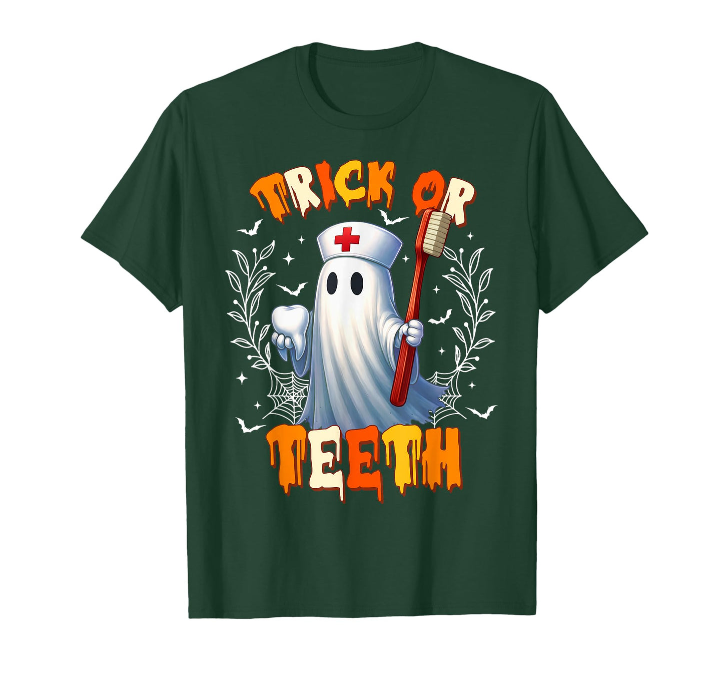 Trick Or Teeth Dental Halloween Ghost Costume Men Women Kids T-Shirt