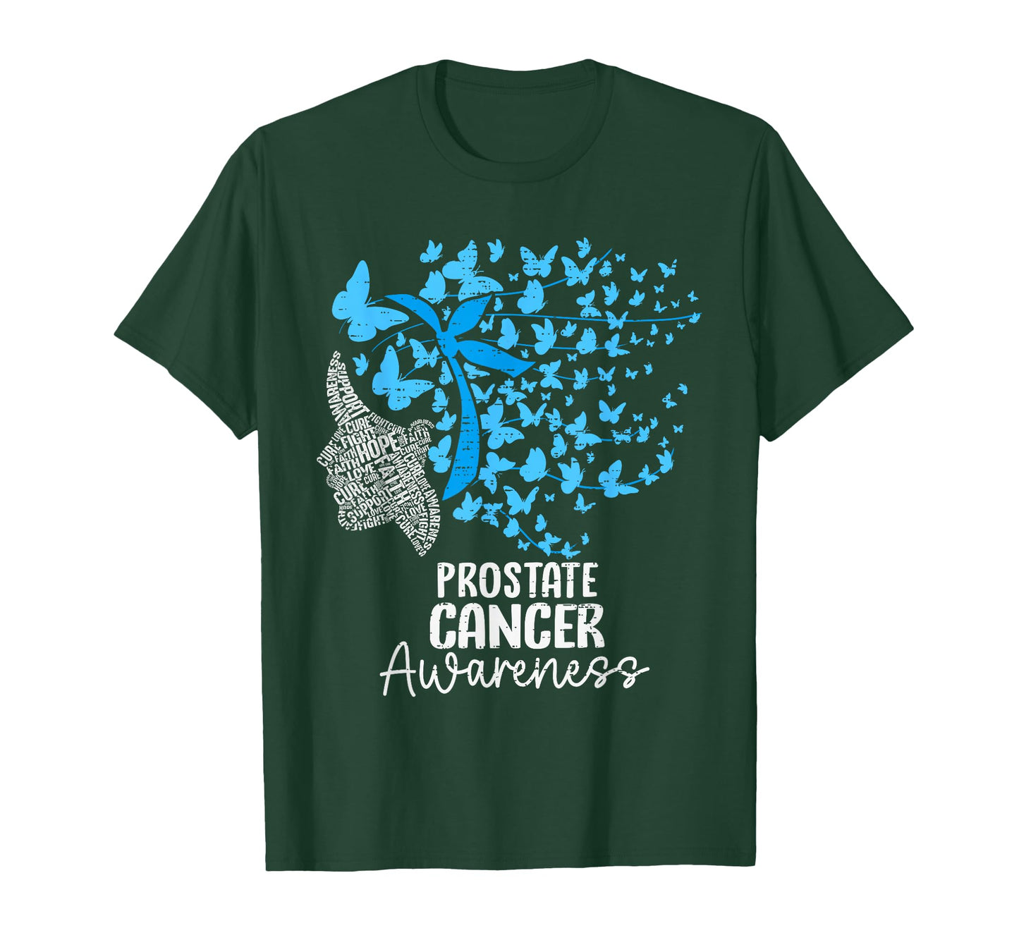 Prostate Cancer Awareness Butterfly Hair Ribbon Blue Support T-Shirt