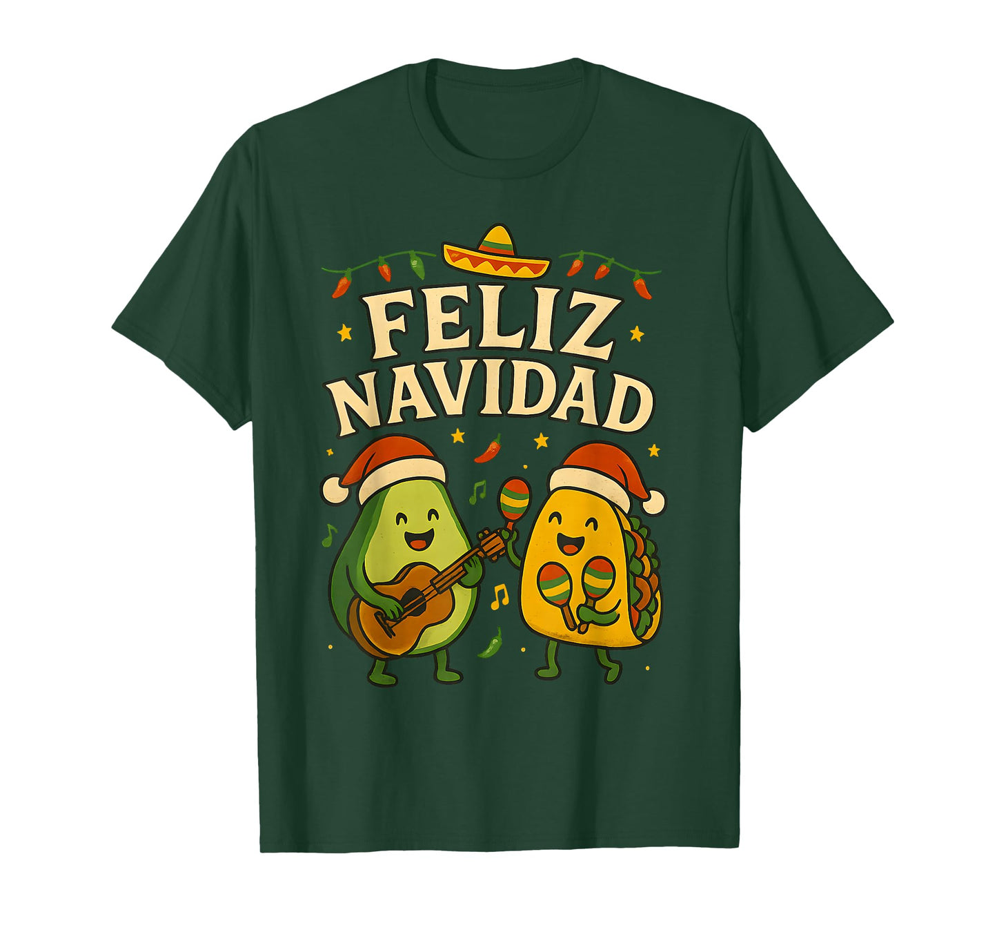 Funny Feliz Navidad Avocado Tacos Mexican Christmas Family T-Shirt