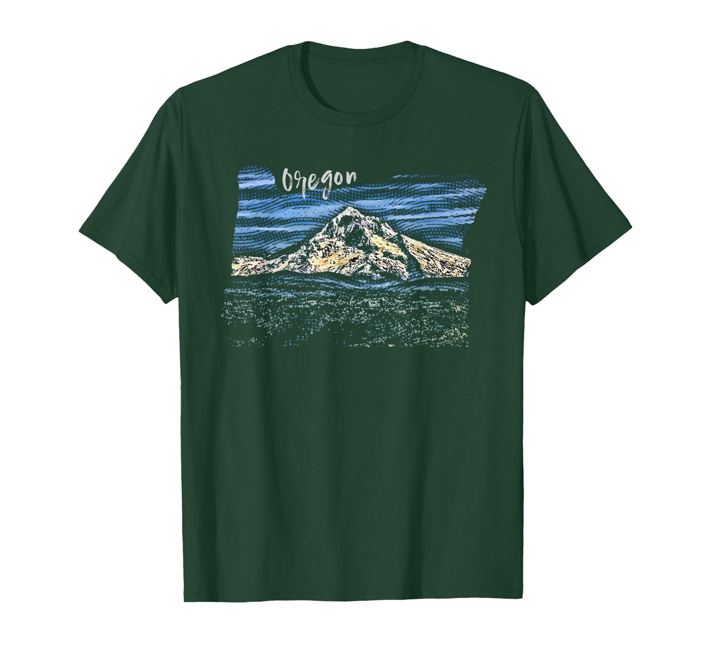 Mt. Hood Oregon Hand Drawn Engraving T-Shirt