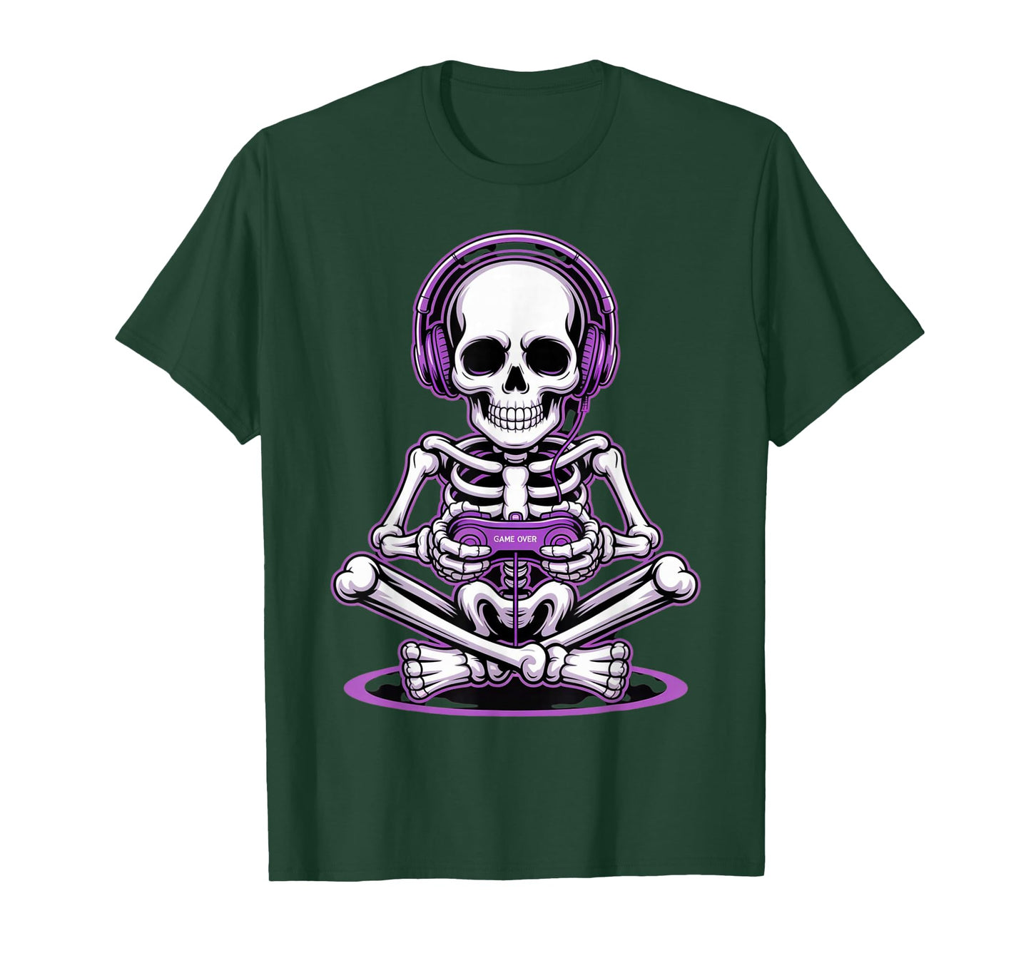 Halloween Skeleton Gamer Purple Video Game Birthday Squad T-Shirt