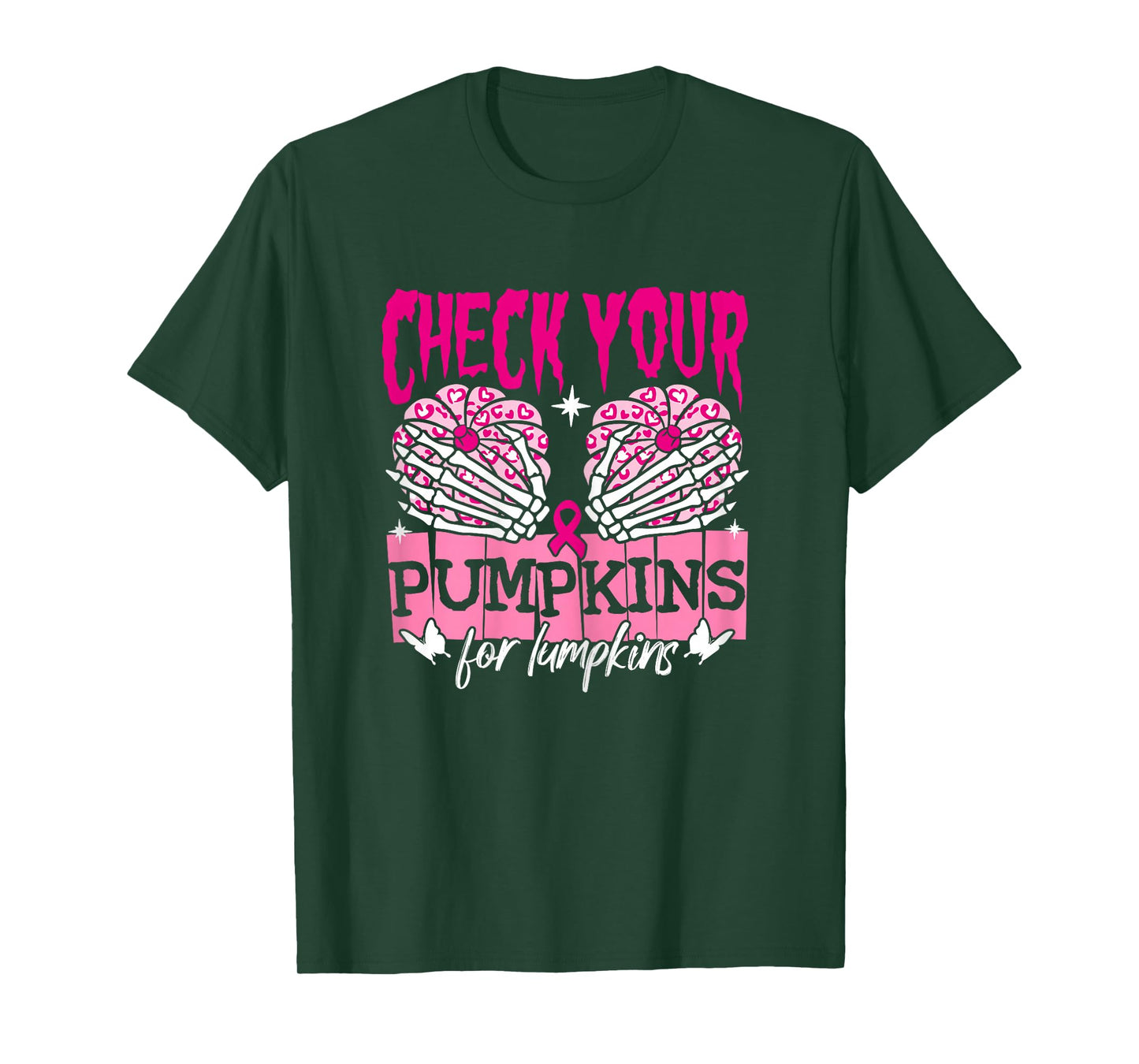 Check Your Pumpkins Pink Halloween Breast Cancer Awareness T-Shirt
