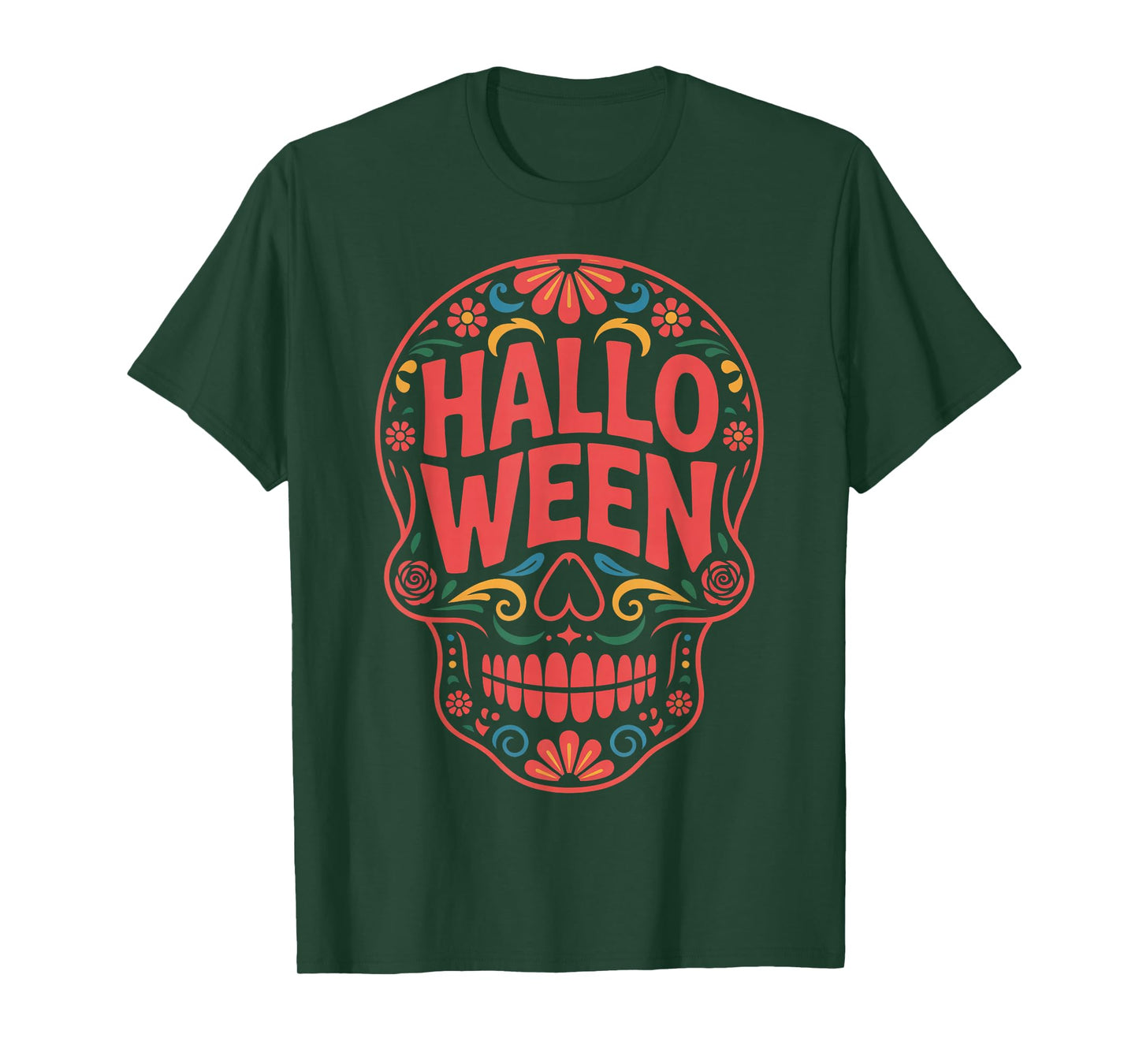 Halloween Costumes Skull Typography Graphic Creepy Spooky T-Shirt