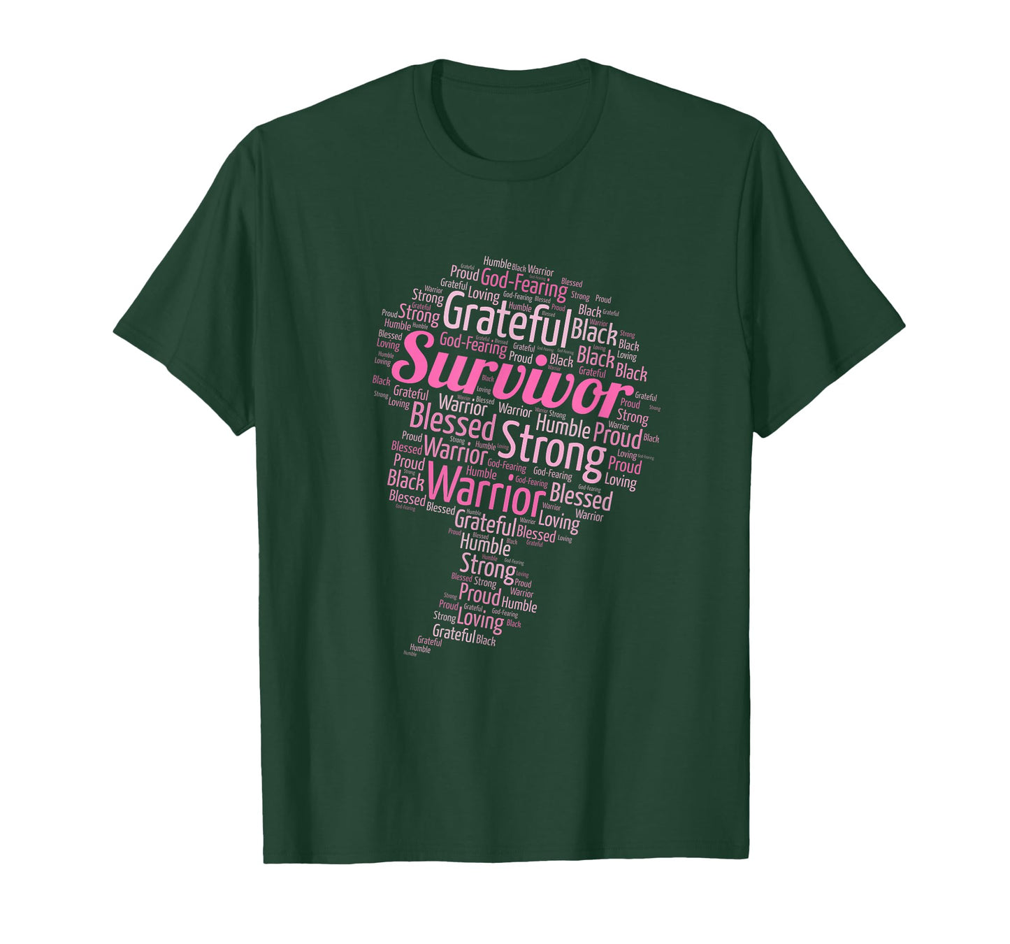 African American Breast Cancer Survivor Words in Afro T-Shirt