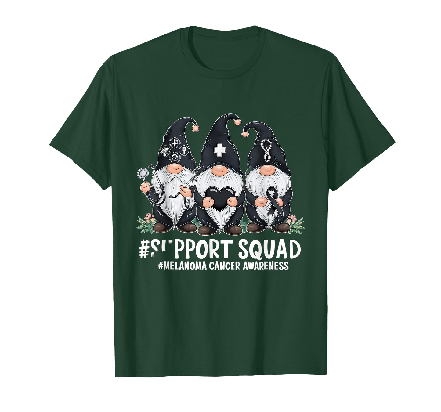 Melanoma Cancer Awareness Gnome Support Squad Skin Cancer T-Shirt