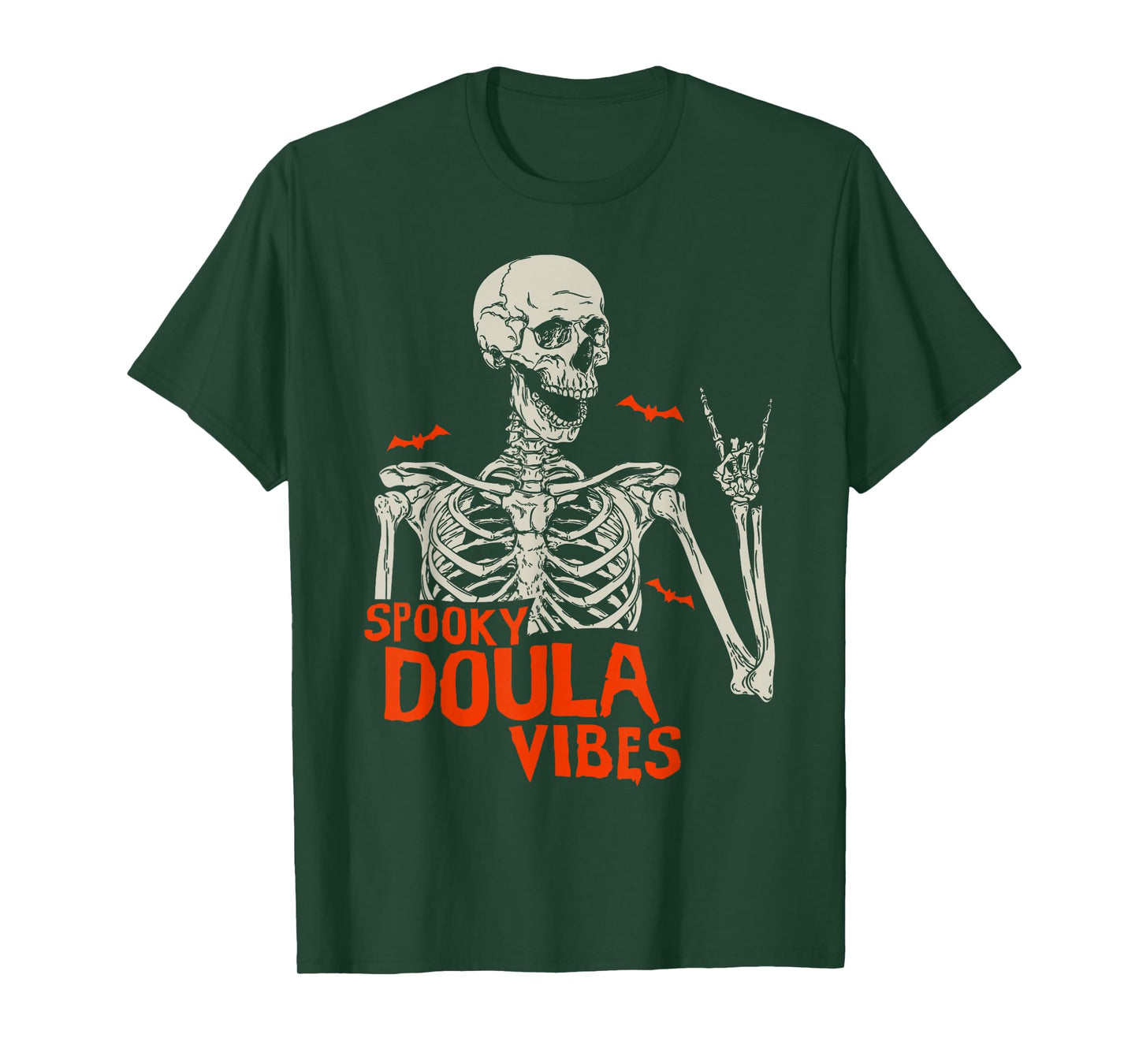 Skeleton Spooky Doula Midwife Halloween OBGYN Nurse T-Shirt