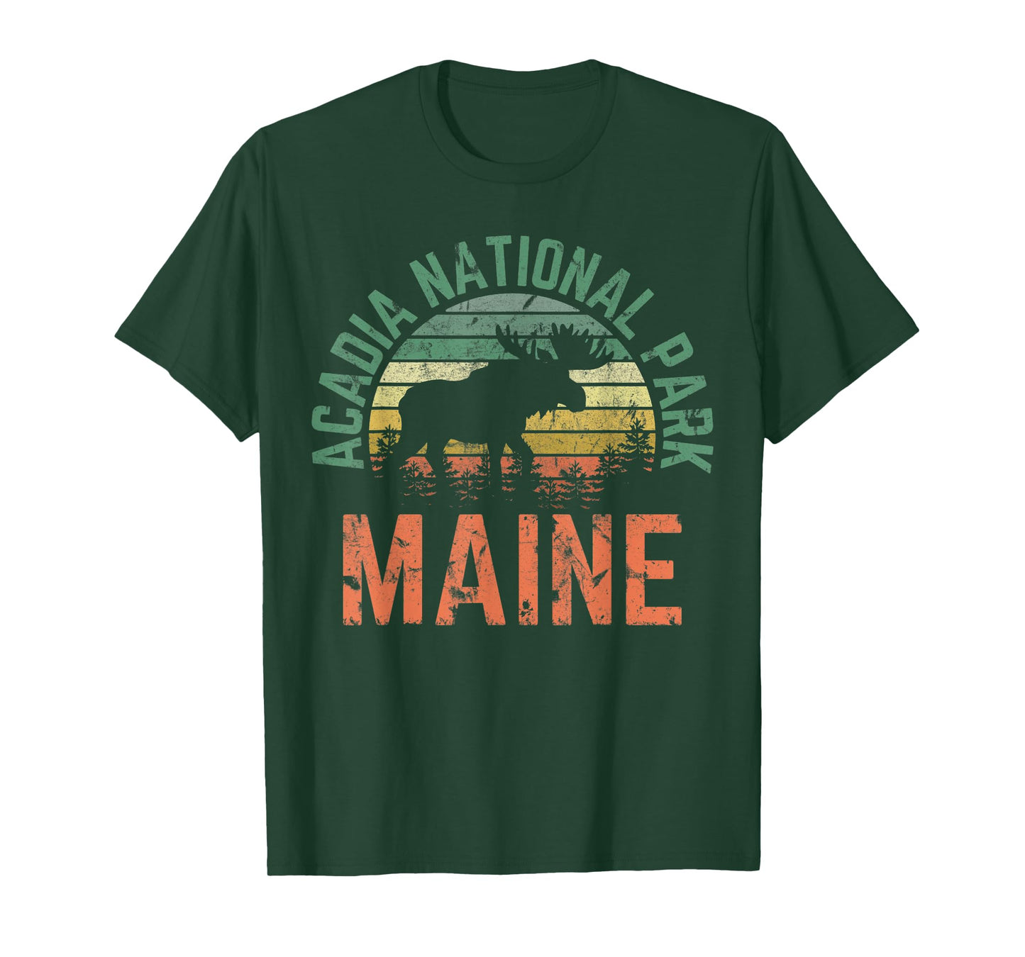 Acadia Maine Nature Hiking Moose Outdoors Vintage T-Shirt