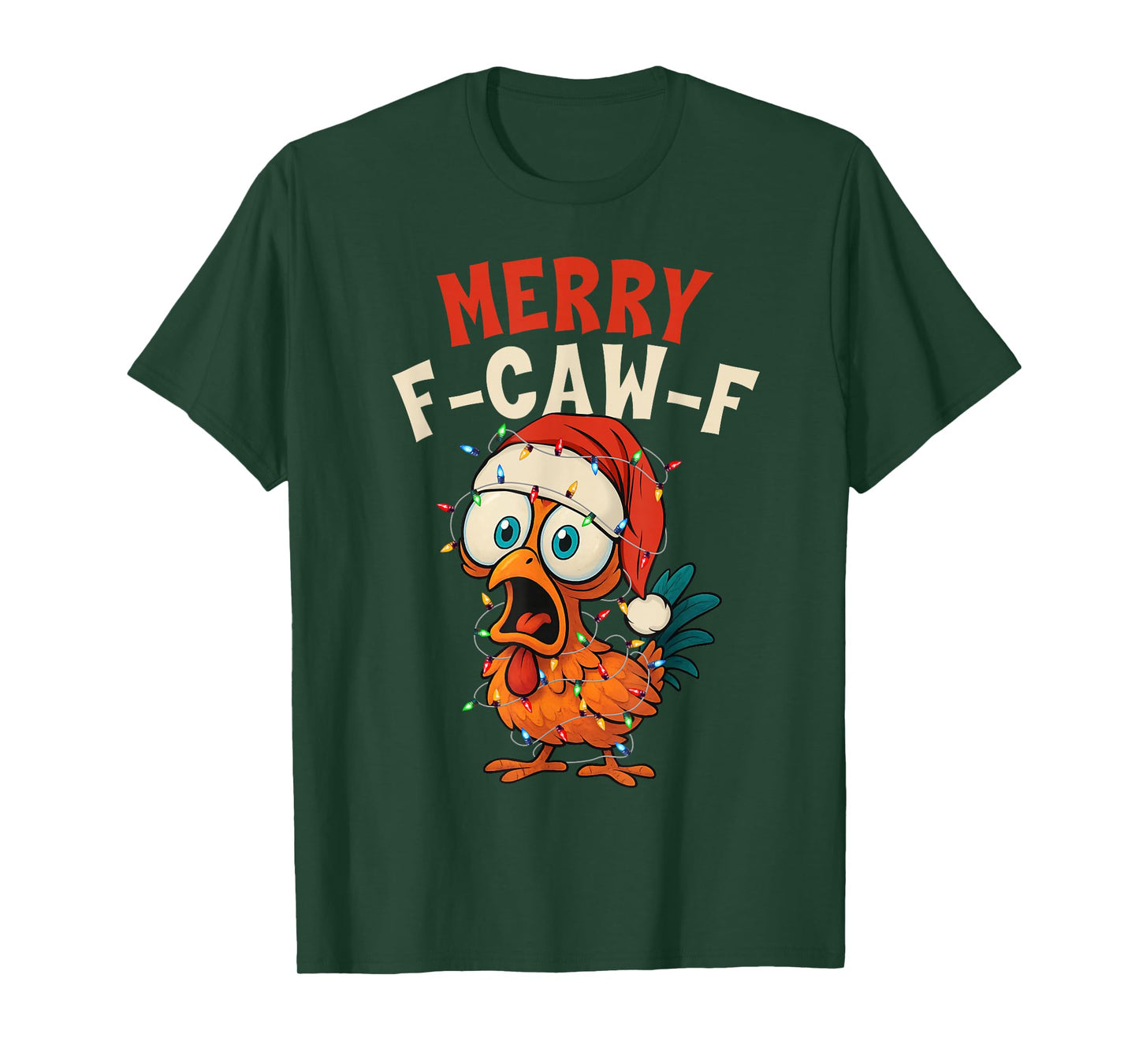 Merry F-Caw-F Chicken Rooster Meme Christmas Pajamas Holiday T-Shirt