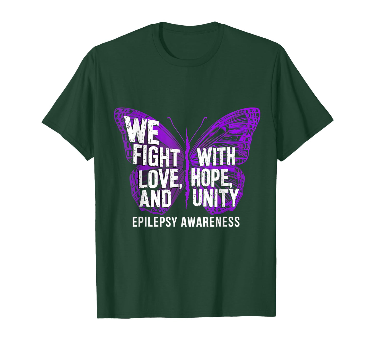 Epilepsy Awareness Love Hope Unity Butterfly Purple Ribbon T-Shirt