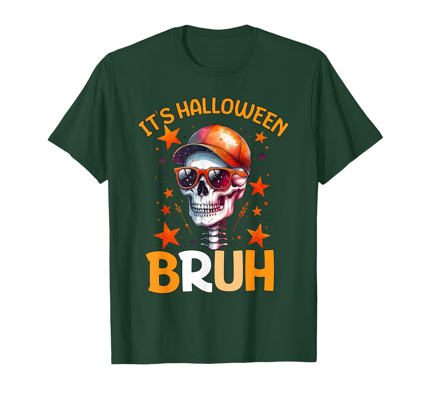 Bruh Halloween Boys Kids Halloween Skeleton T-Shirt