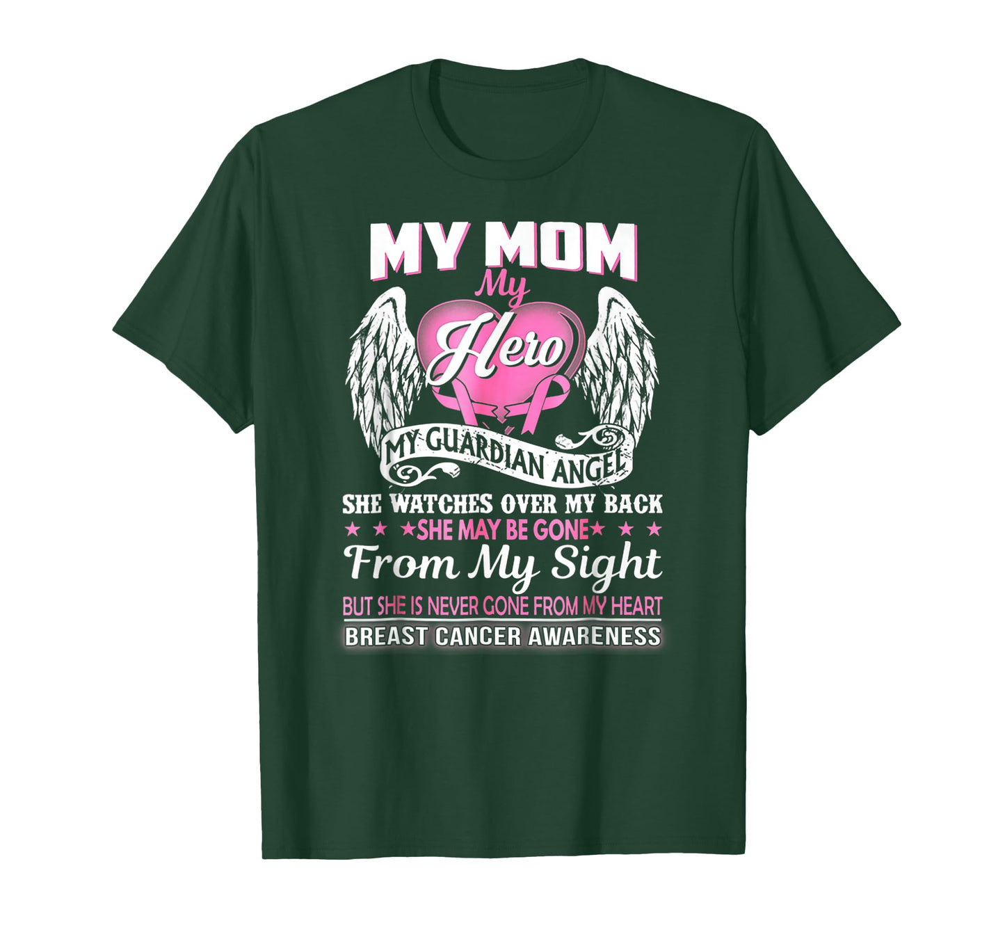 My Mom Hero My Guardian Angel Breast Cancer Awareness TShirt