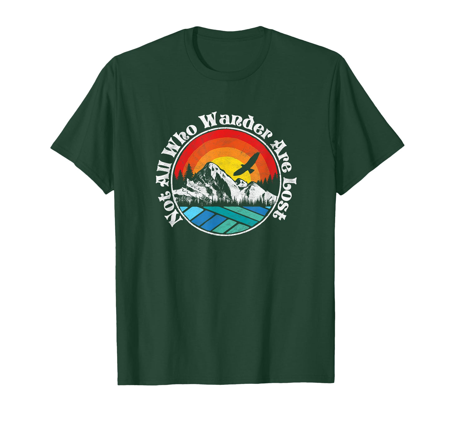 Not All Who Wander Are Lost Retro Mountains Nature Graphic T-Shirt