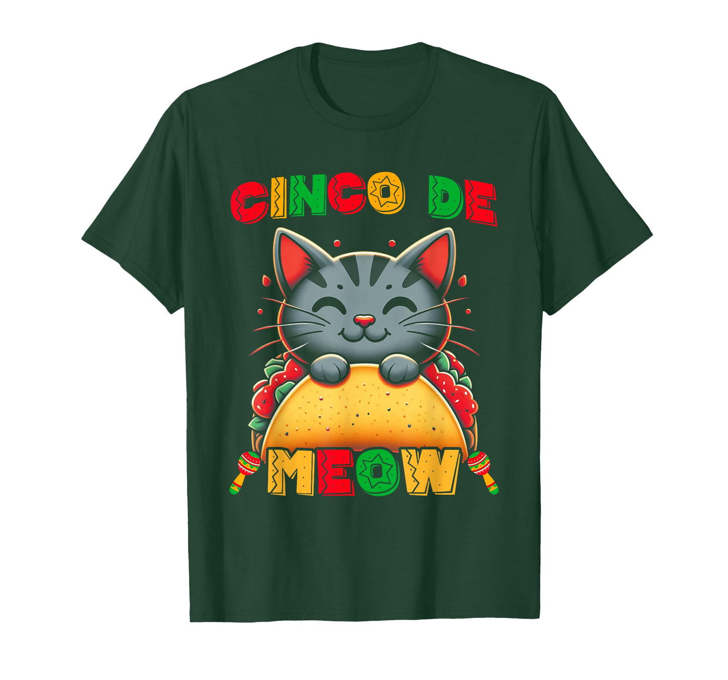 Cinco De Meow Funny Cinco De Mayo Cat Men Women Kids T-Shirt