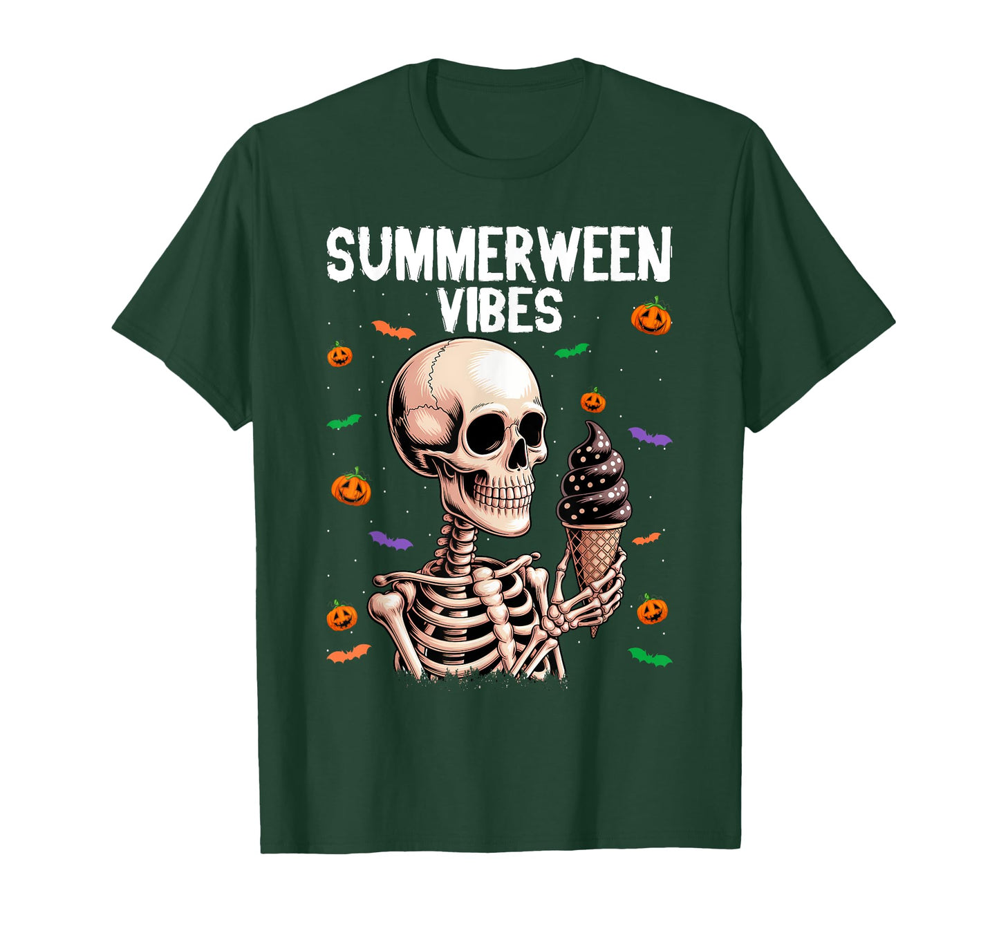 Summerween Vibes Skeleton Summer Halloween T-Shirt