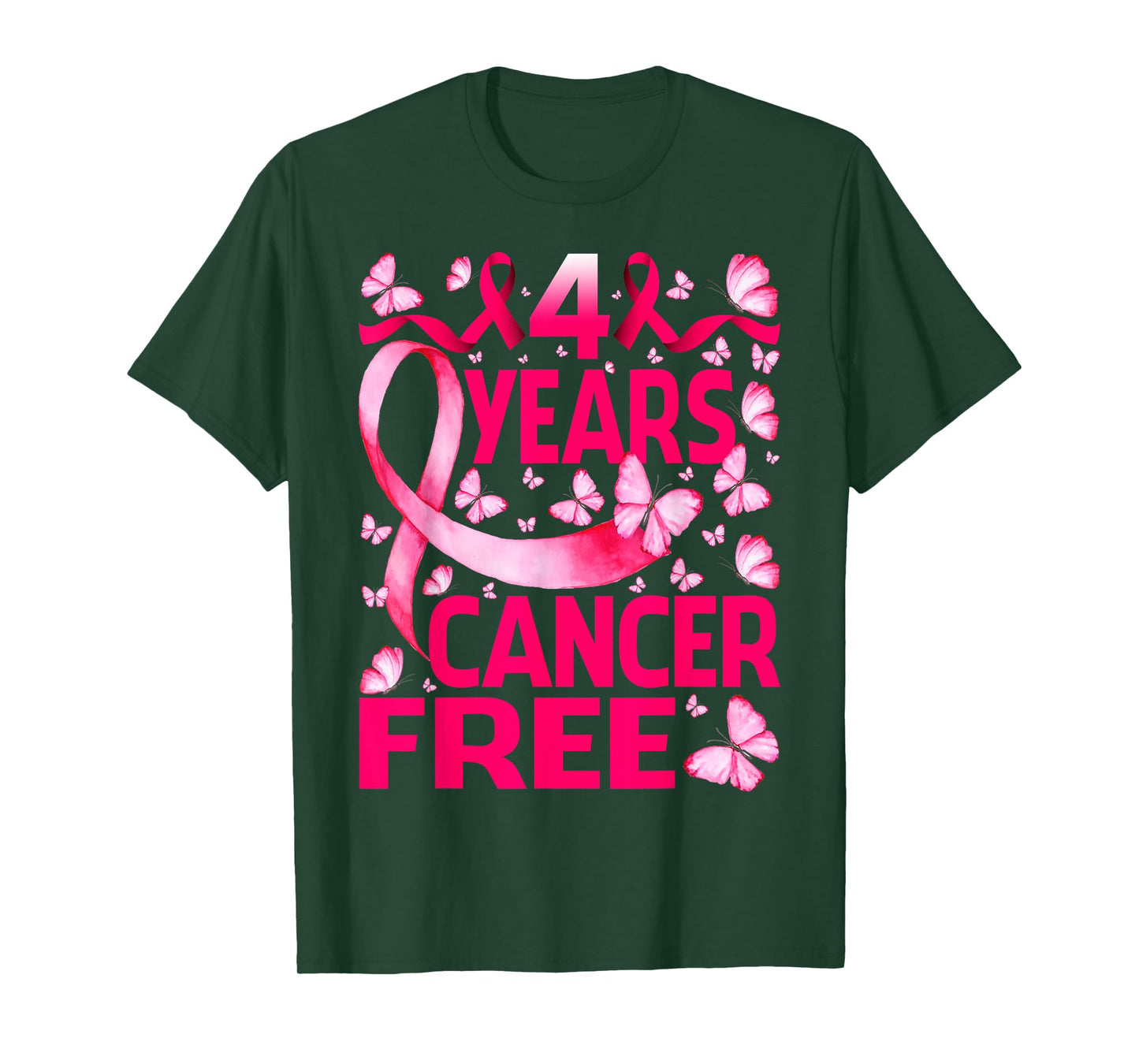 4 Years Breast Cancer Free Survivor Butterfly T-Shirt