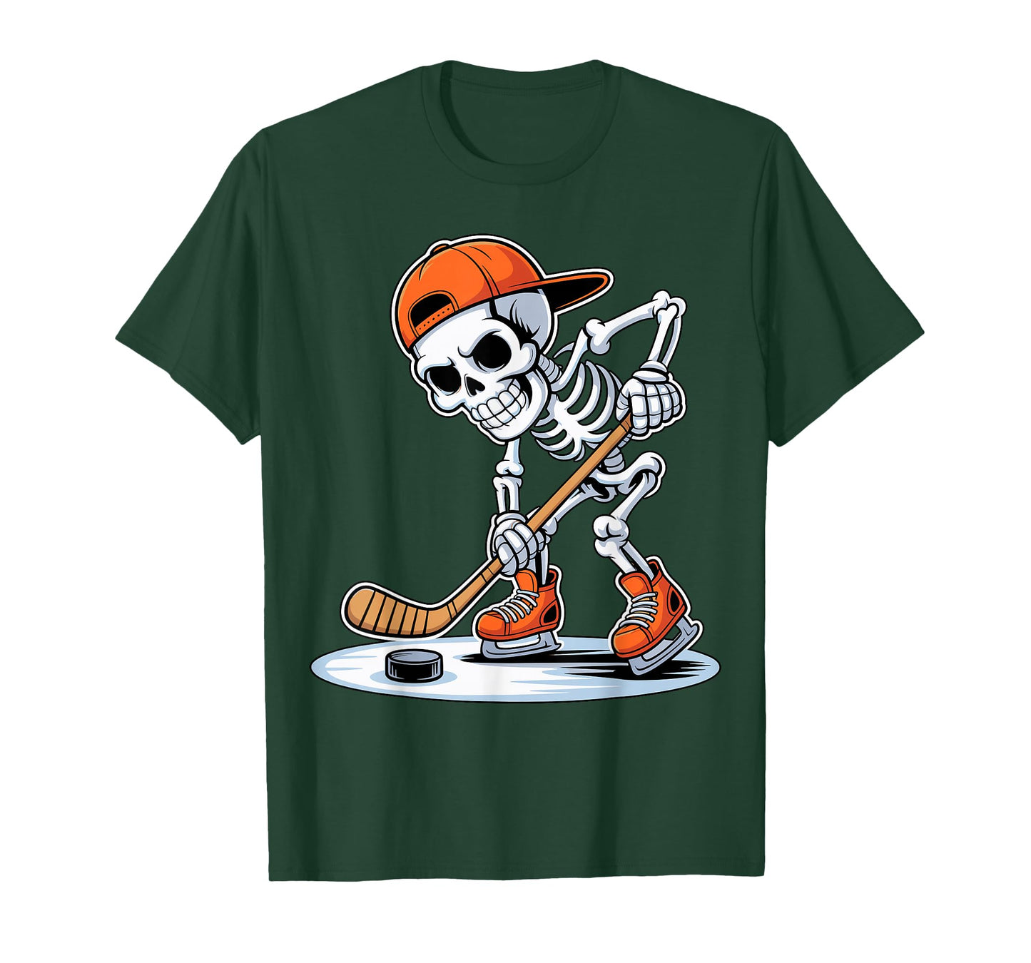Skeleton Hockey Player Halloween T-Shirt