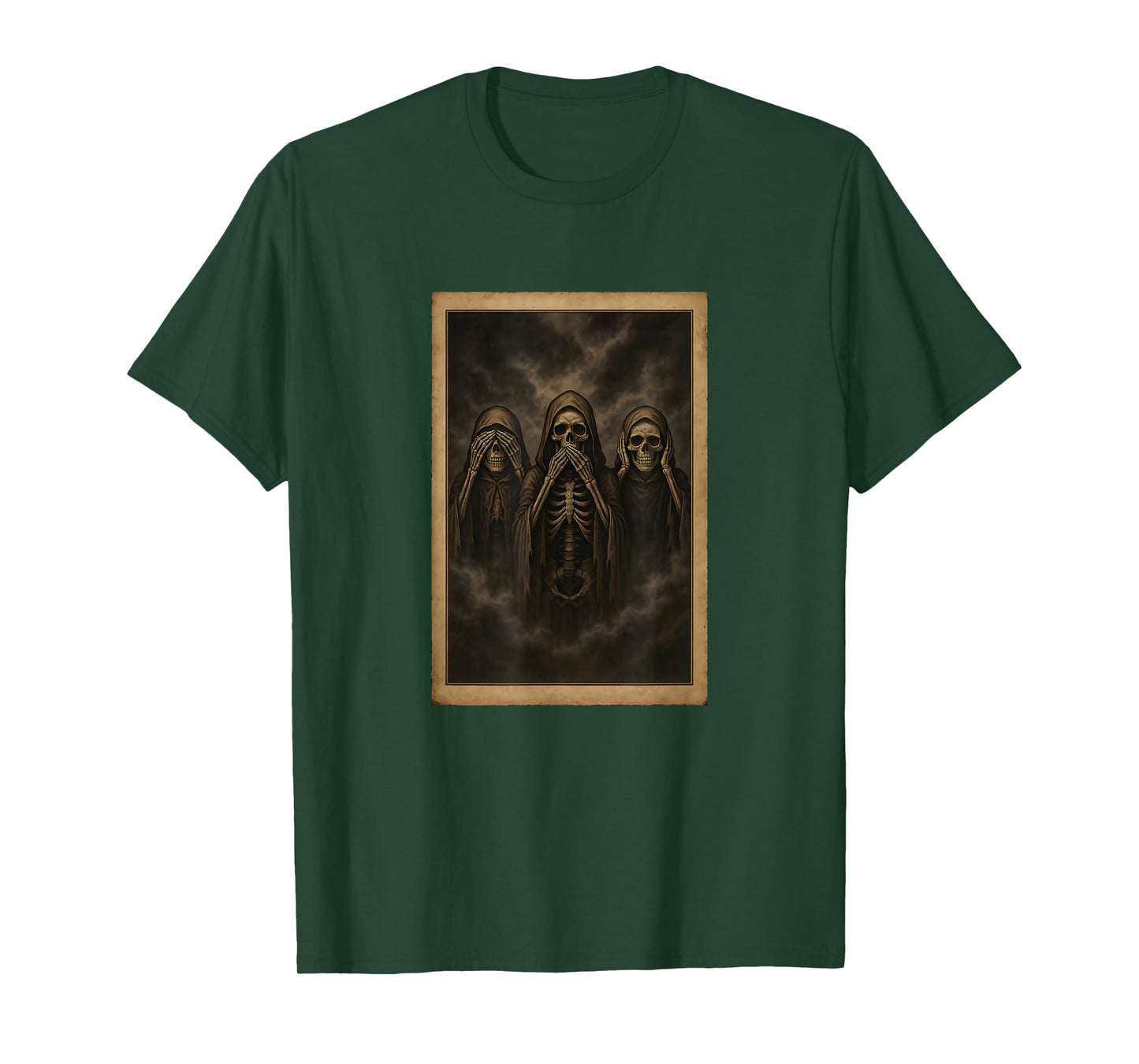 Gothic Skeleton Three Skeletons Poster Halloween Vintage T-Shirt