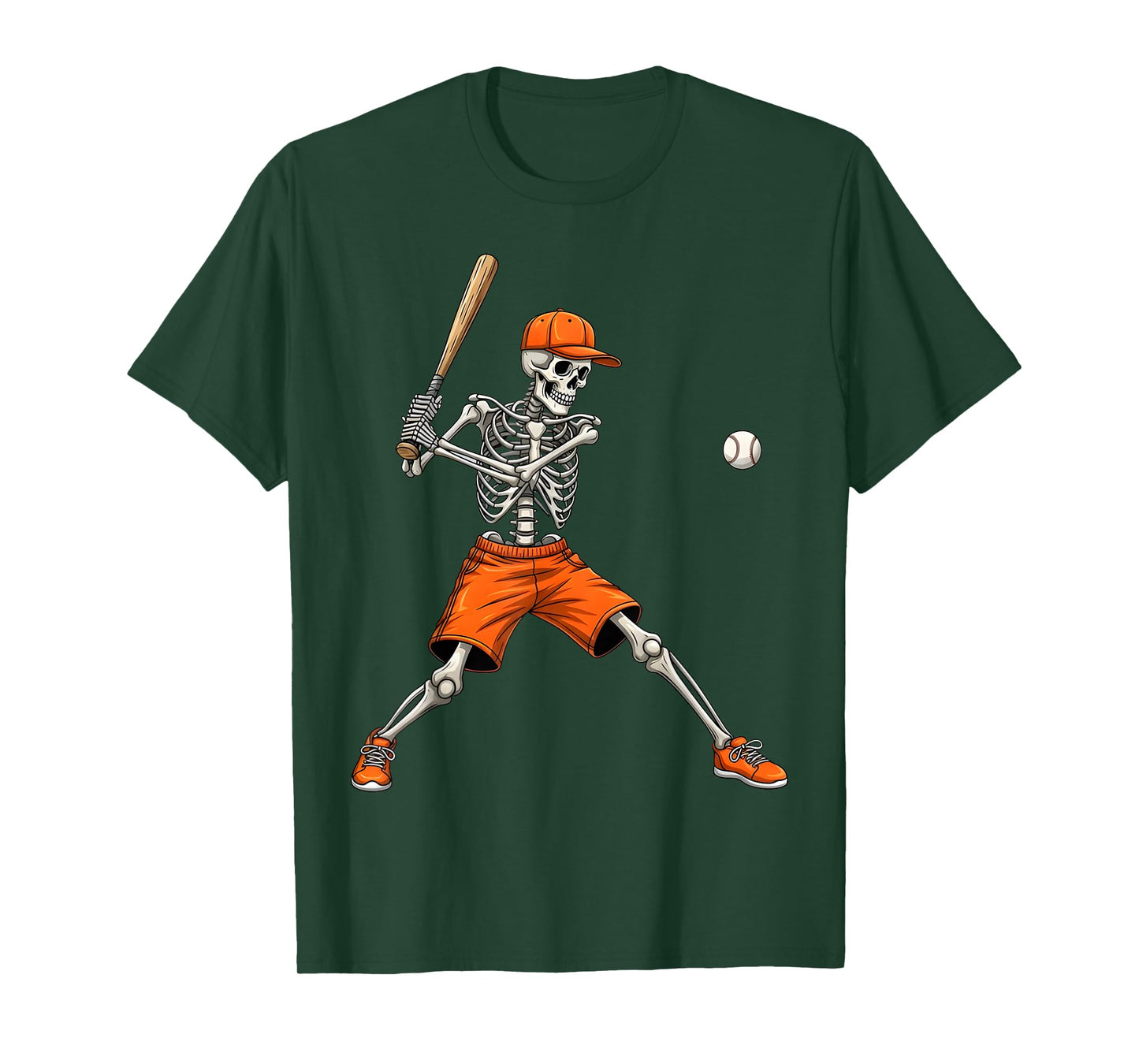 Skeleton Baseball Halloween Costume Funny Men Boys Kids T-Shirt
