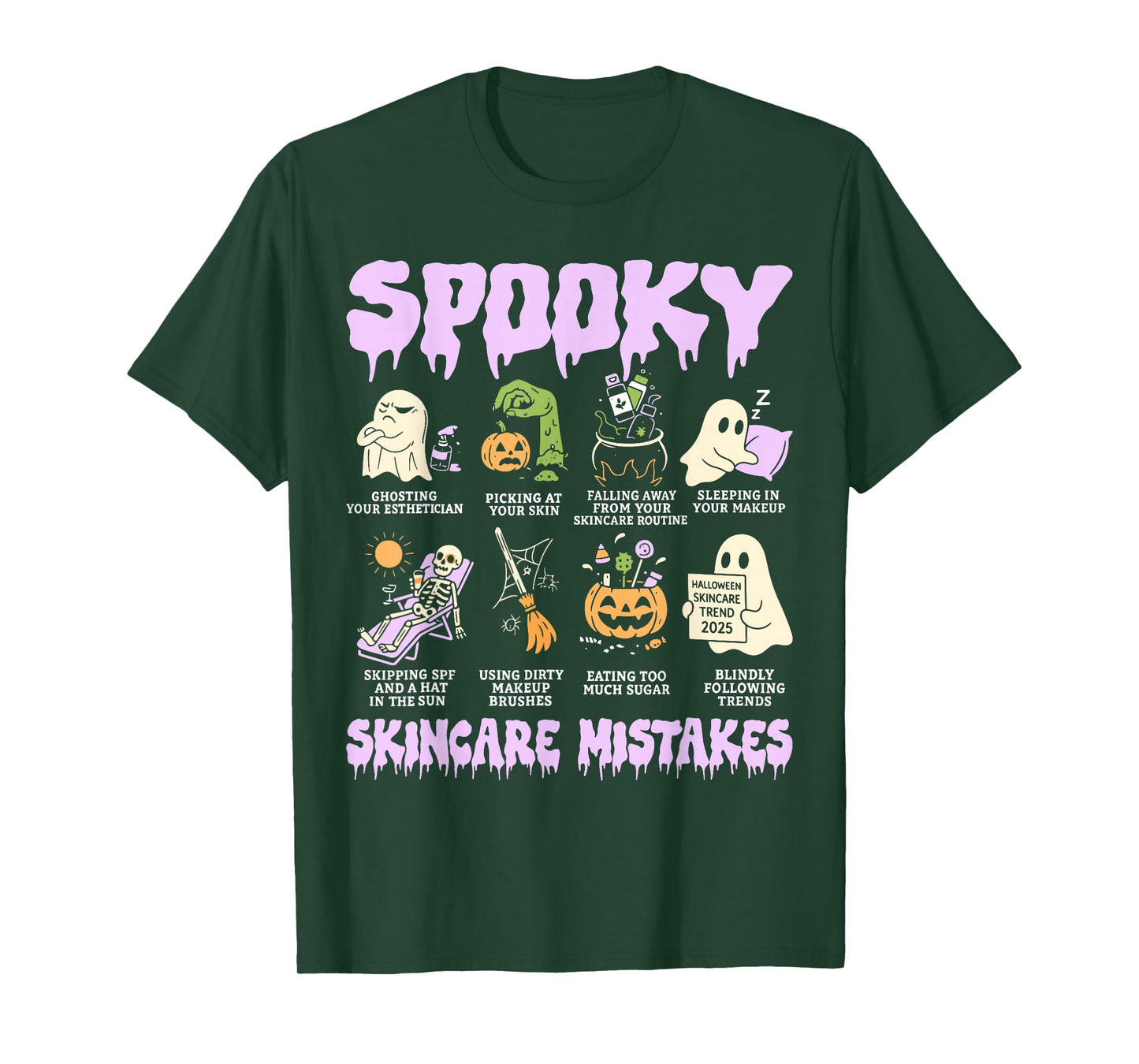 Spooky Skincare Mistakes Funny Halloween Beauty Gift T-Shirt