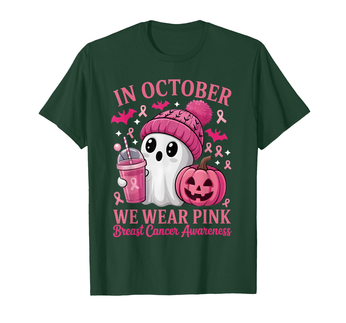 Breast Cancer Halloween Women in October We Wear Pink Gifts T-Shirt