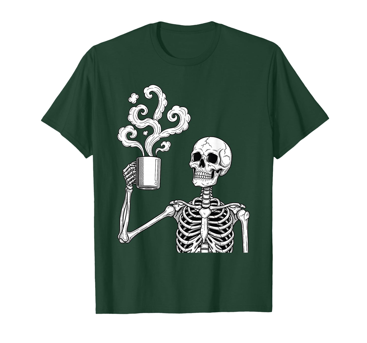 Skeleton Coffee Lover with Steaming Mug T-Shirt