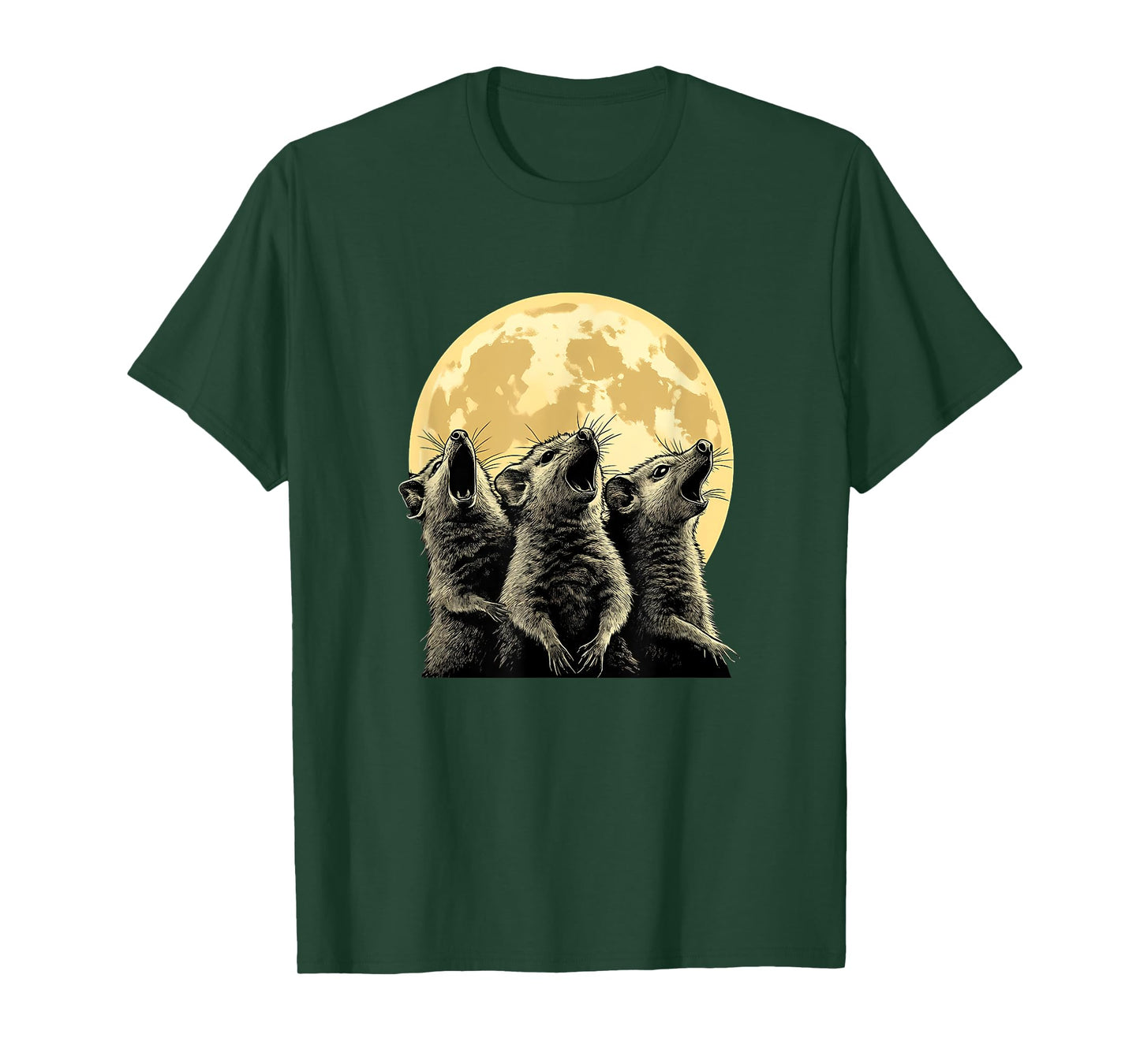 Three Possums Howling at the Moon - Funny 3 Opossum Howl T-Shirt
