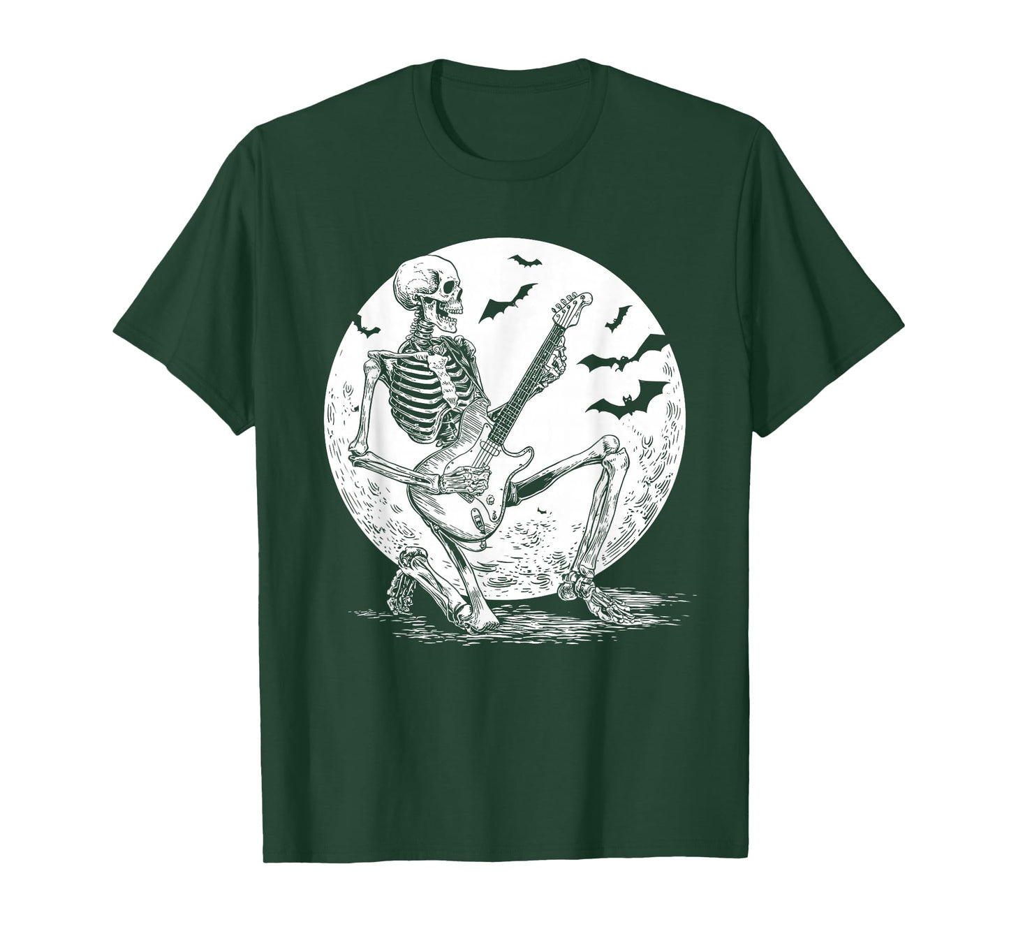 Rock On Skeleton Play Guitar Death Skull Guitarist Halloween T-Shirt