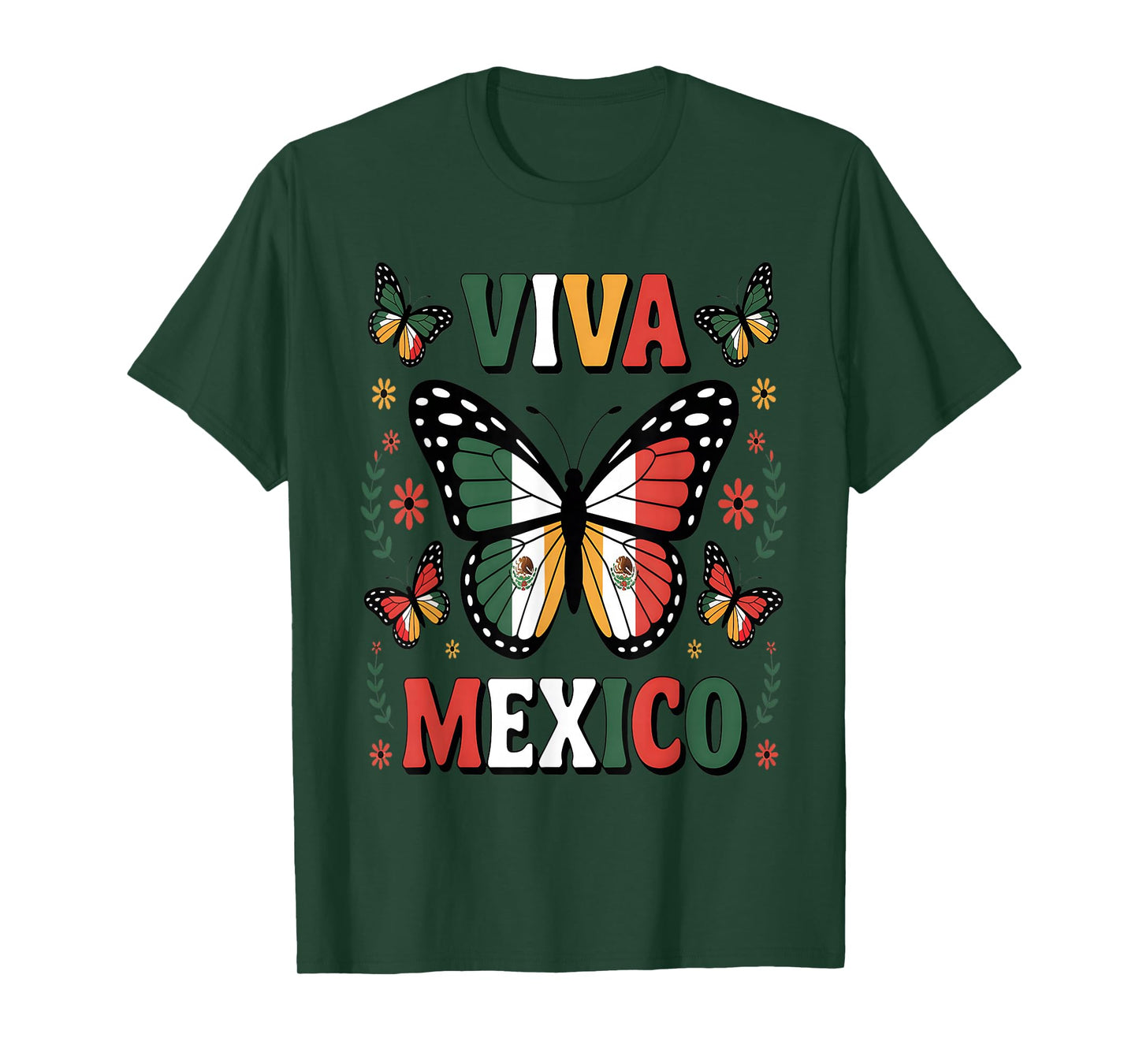 Viva Mexico Mexican Butterfly Independence Day Flag Mexico T-Shirt