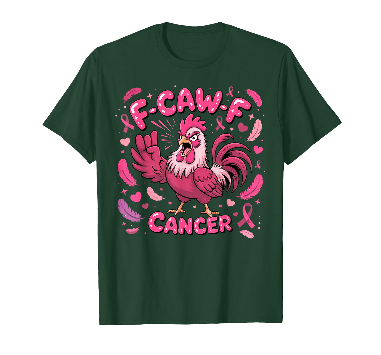 F-CAW-F Rooster Humor Joke FCAWF Breast Cancer Awareness T-Shirt