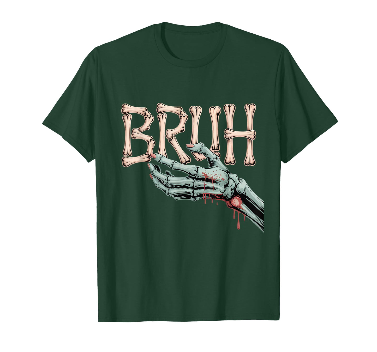 Bruh Skeleton Zombie Halloween Boys Kids Teens Graphic T-Shirt